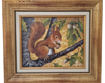 Squirrel Oil Painting by Annick Terra Vecchia, Woodland Wall Art, Christmas Home Decor