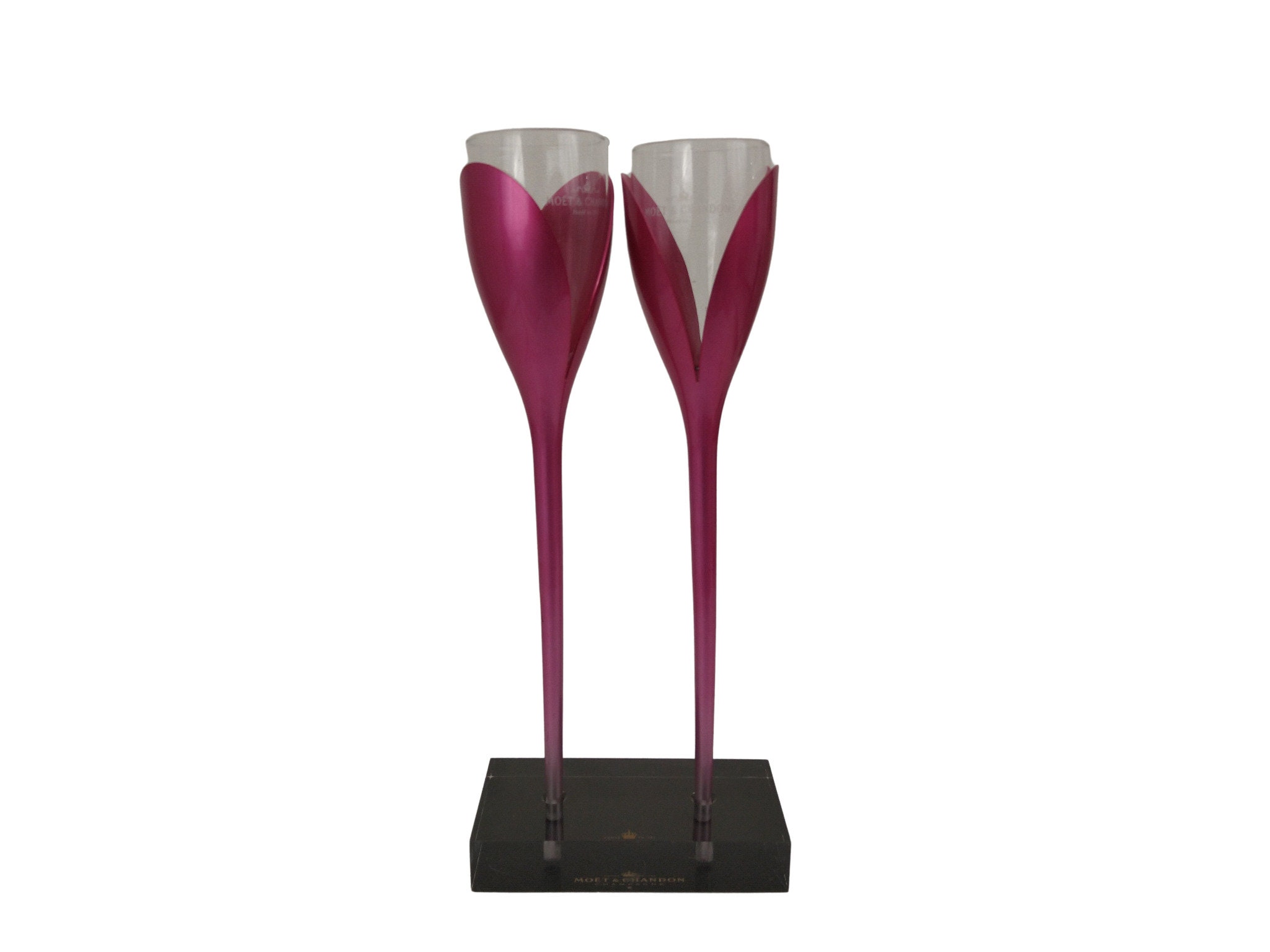 Moet & Chandon Champagne Tulip Flute Glasses and Stand