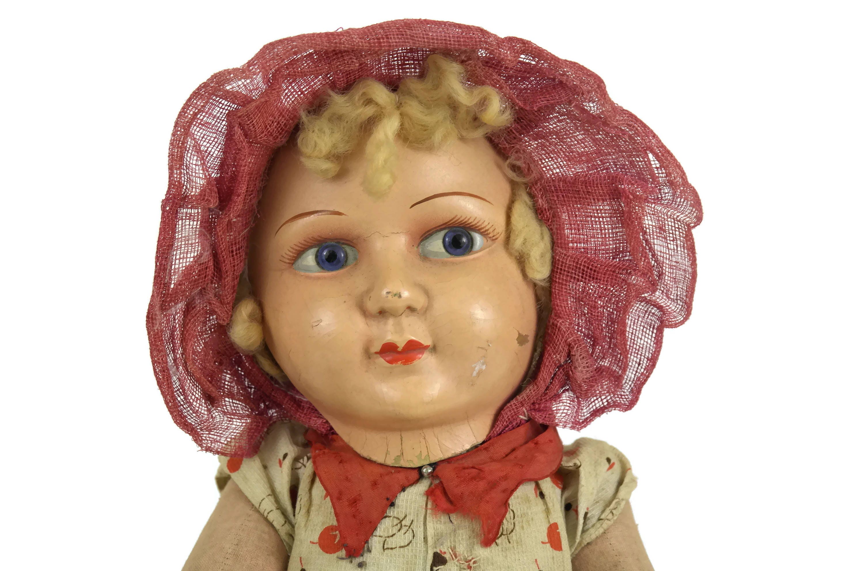 RESERVED. 1930s Vintage French Doll. Straw Stuffed and Composition Doll