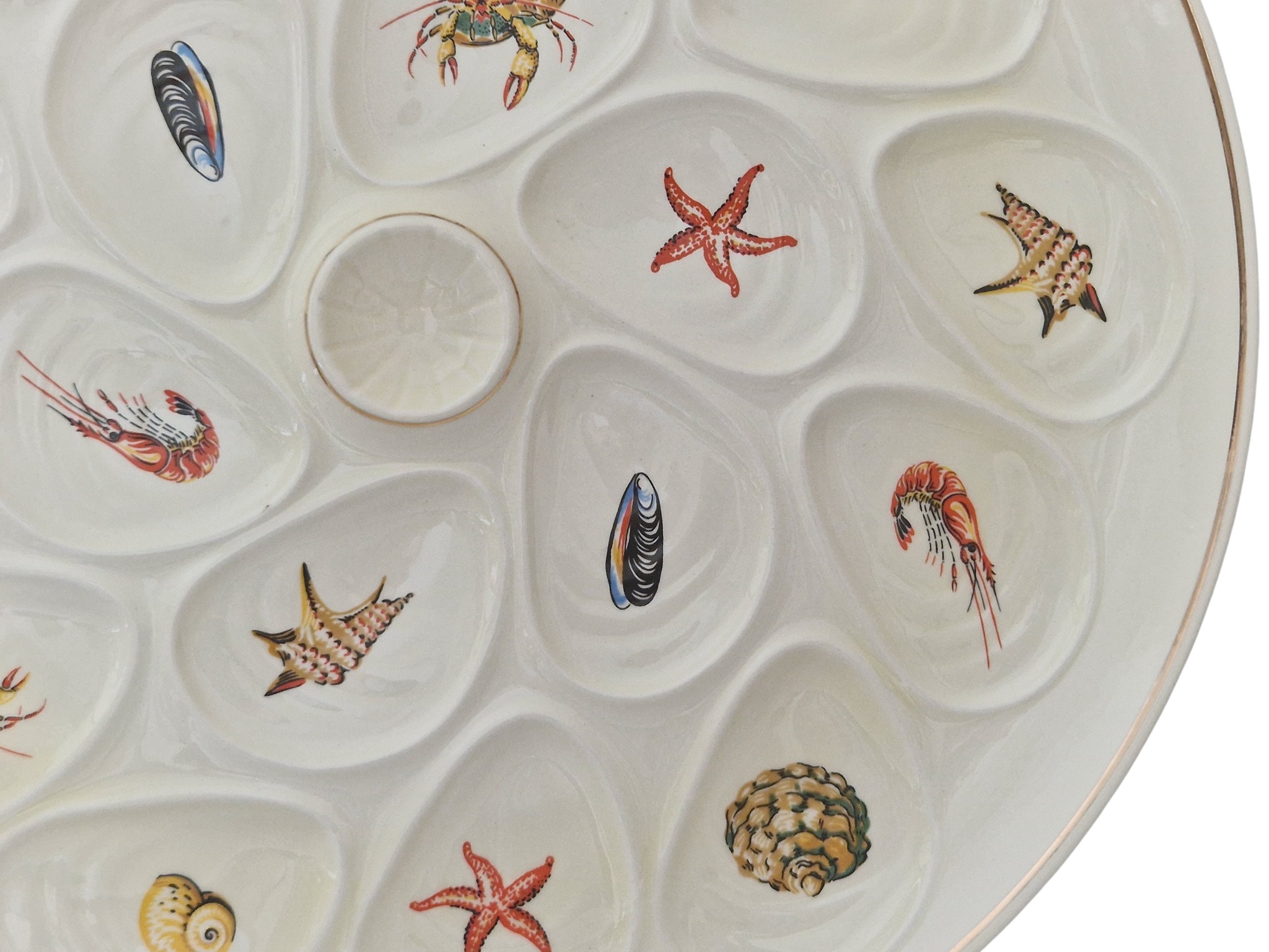 Large Ceramic Oyster Serving Platter with Seafood and Shellfish