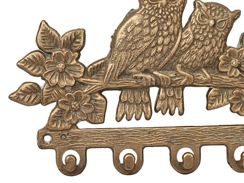 Brass Owls Wall Hanging Key Display Rack