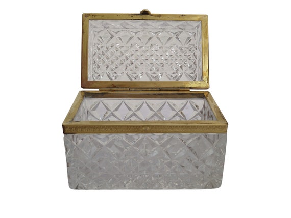 Antique French Crystal Jewelry Box, Charles X Han… - image 1