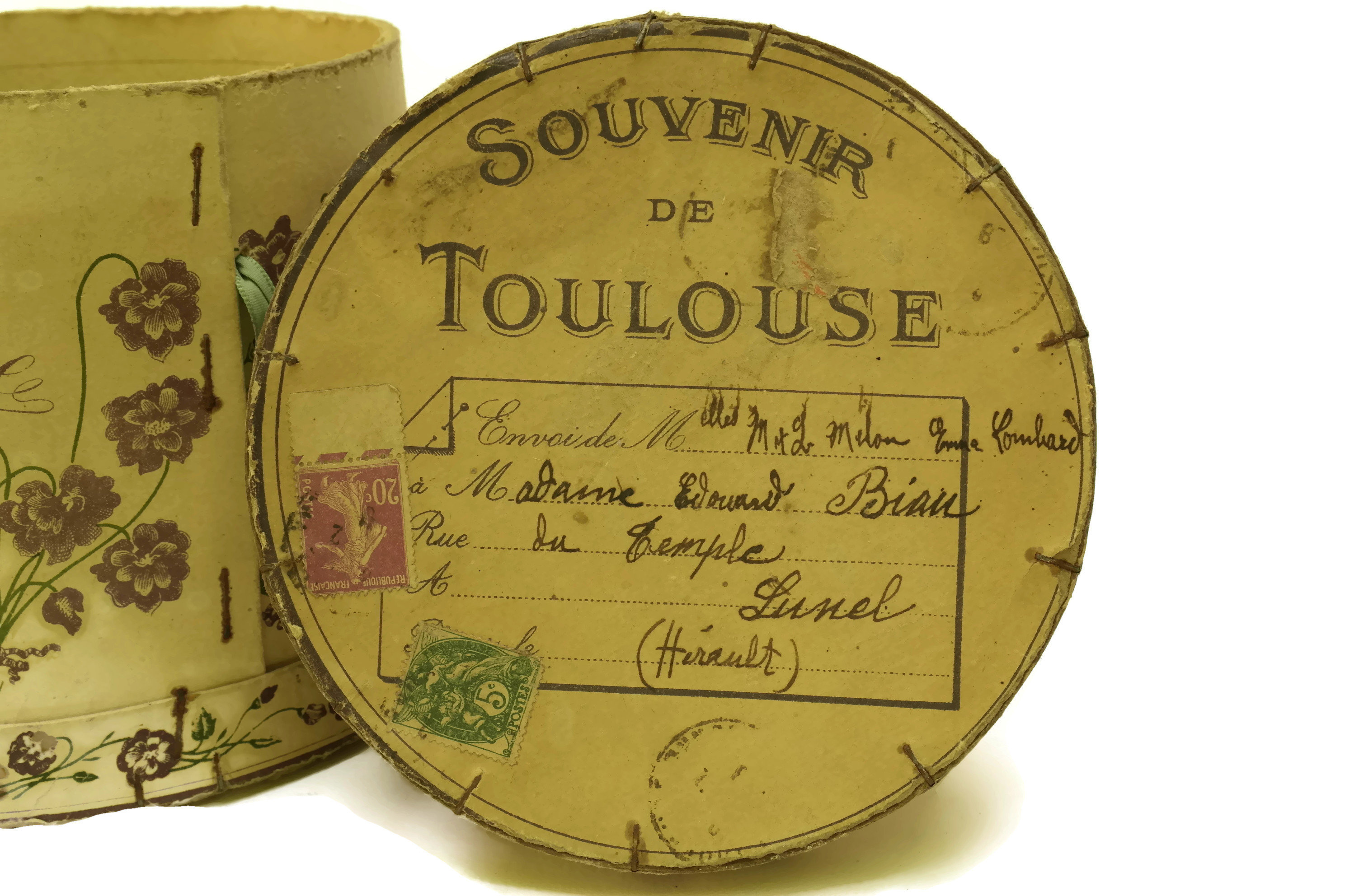 Antique French Candy Box. Violettes de Toulouse Candied Flower Bonbon