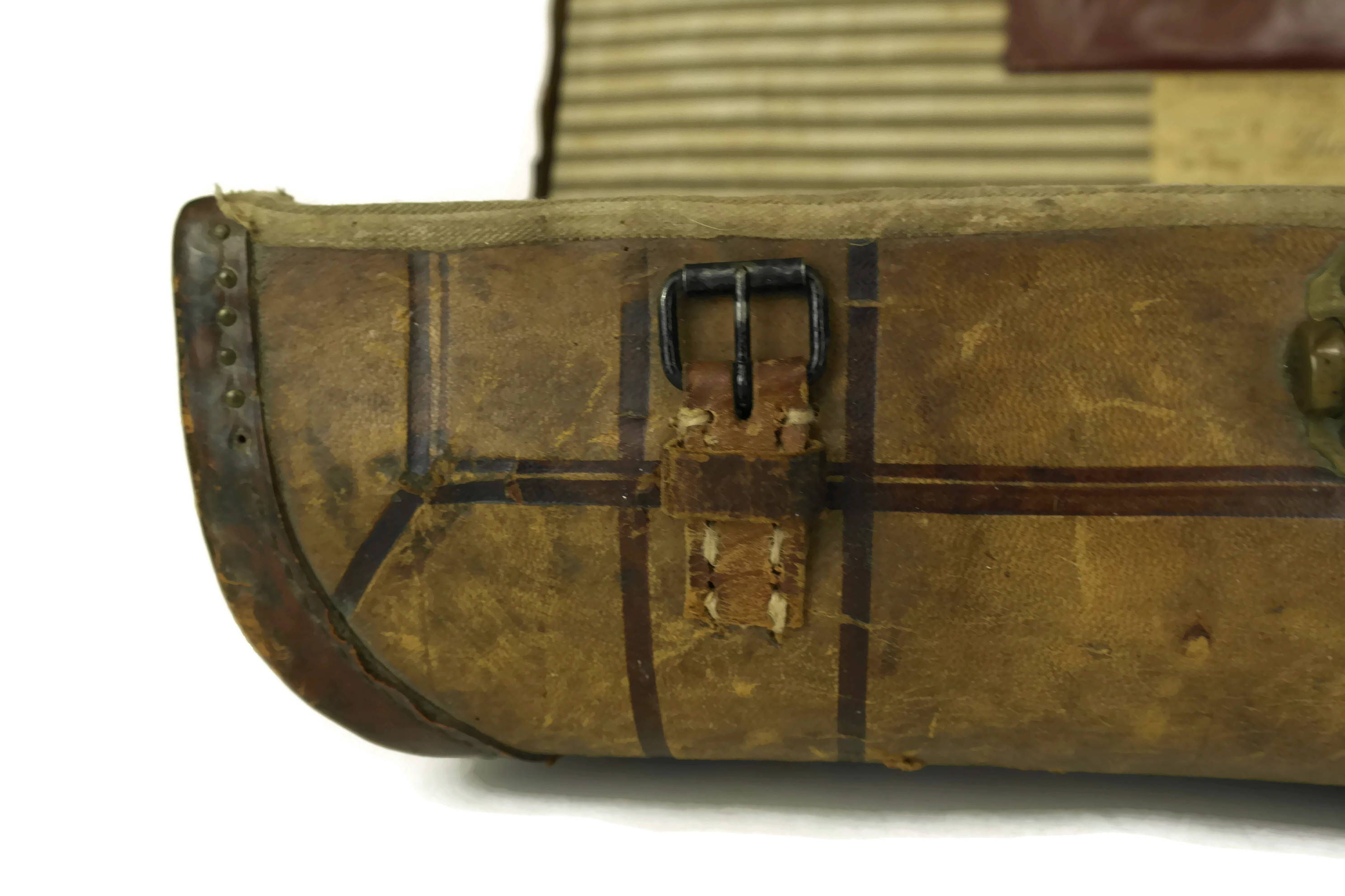 RESERVED for Springray. Antique Leather Suitcase. French Luggage with