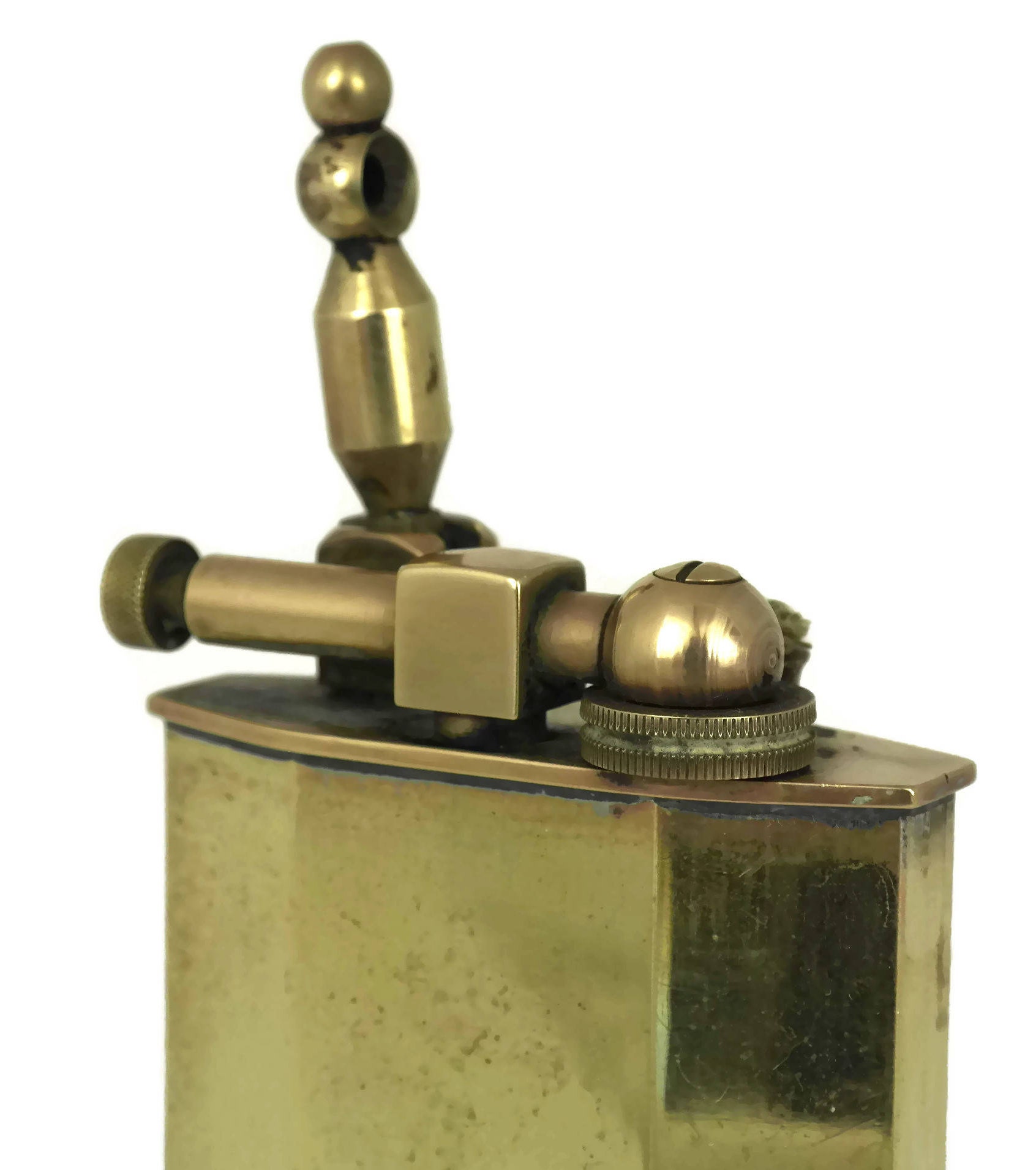 RESERVED.Antique Brass Lighter. Large French Petrol Table Lighter