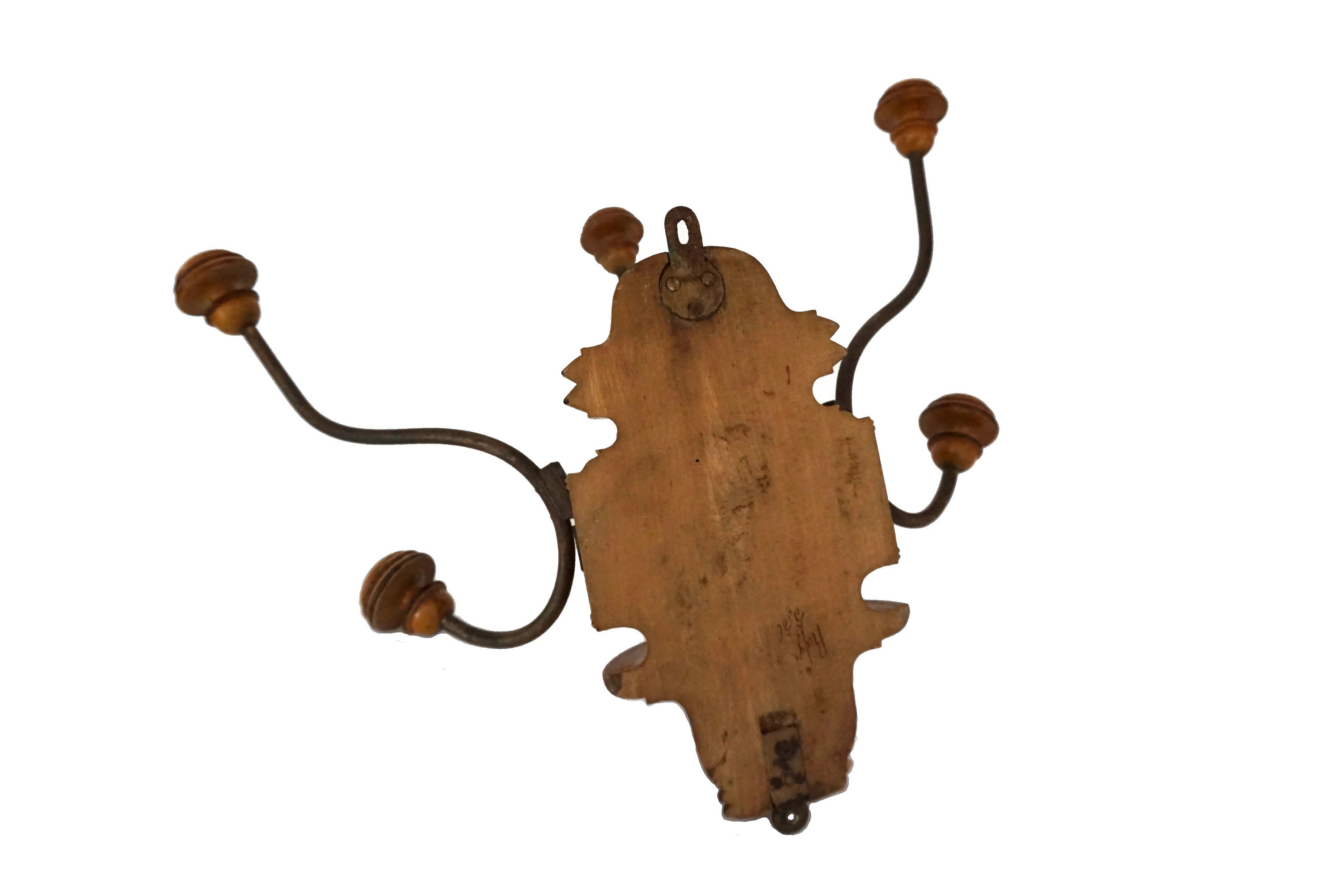 French Antique Wood Coat Hook, Wall Hanging Hat Stand Rack