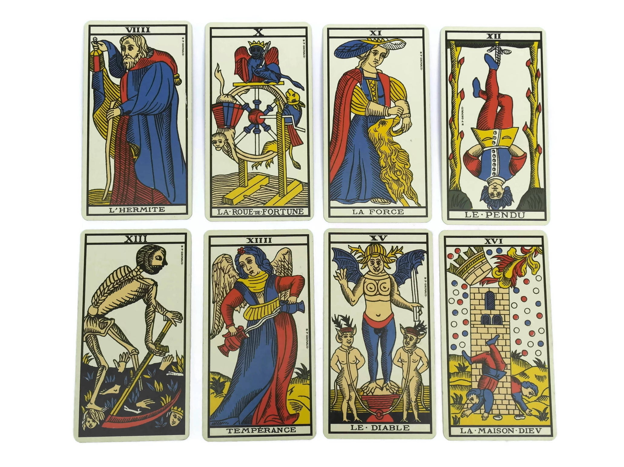 Vintage French Tarot de Marseilles Fortune Telling Cards.