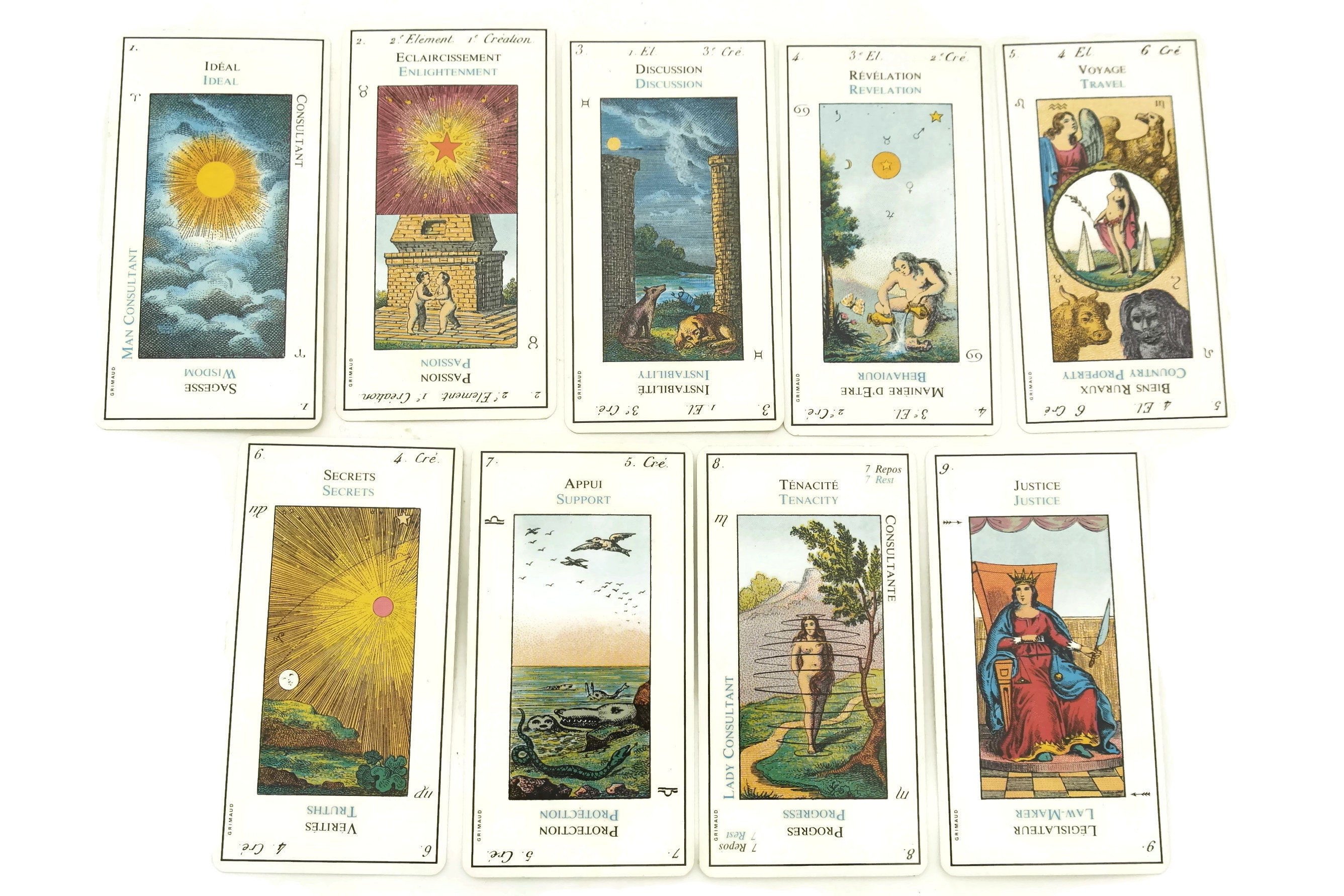 RESERVED for Jenn. French Vintage Tarot Cards. Complete Deck of Grand
