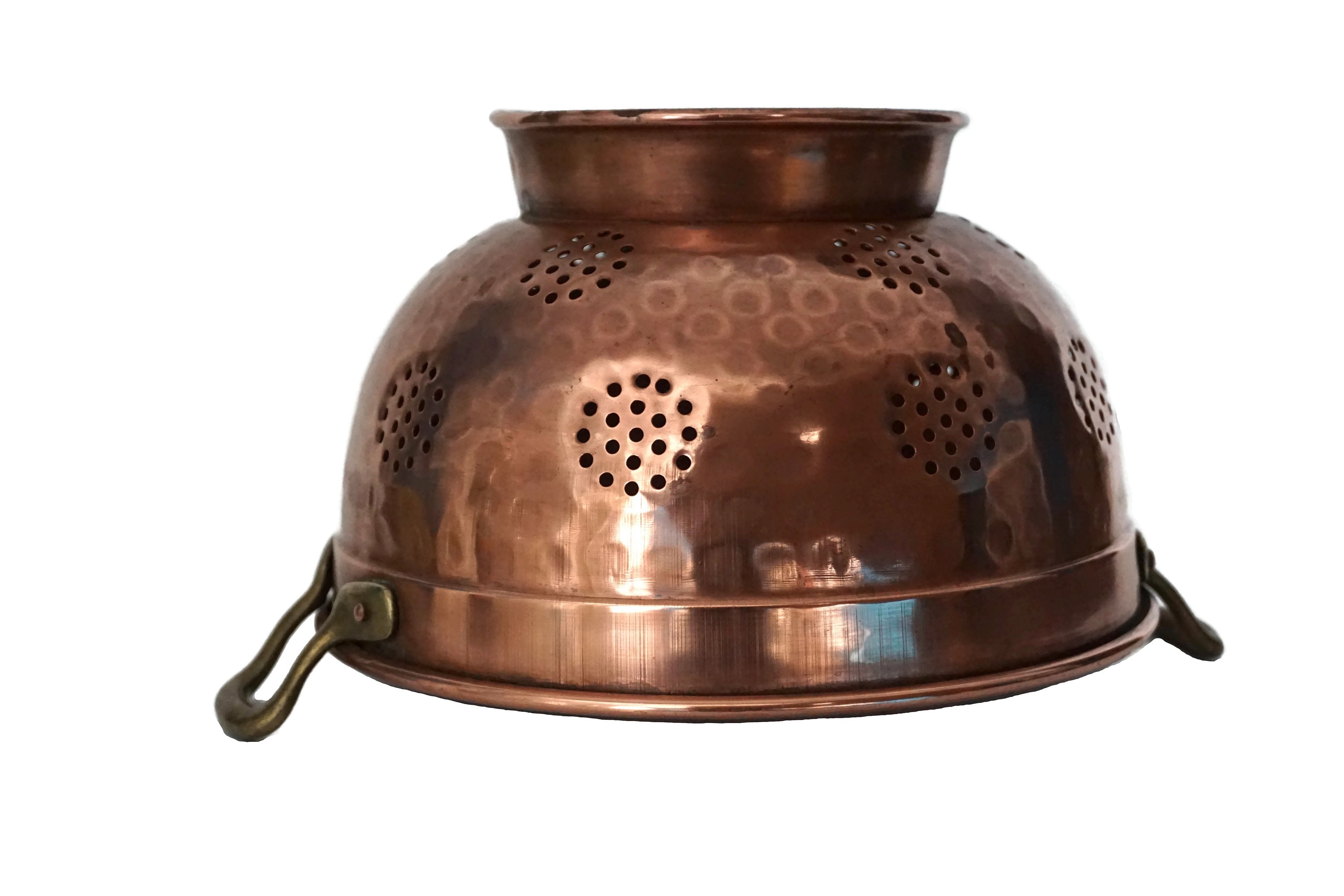 Vintage French Copper Colander, Rustic Kitchen Decor