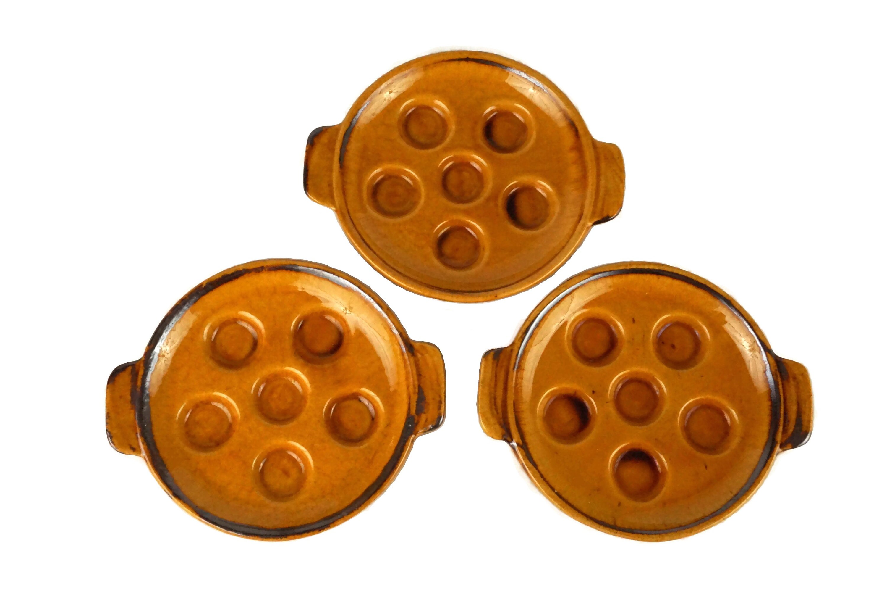 French Pottery Snail Plates Set of 6, Vallauris Mid Century Ceramic Dishes