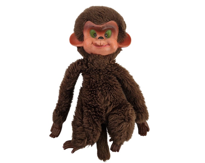 1960s Monkey Plush Toy with Rubber Face