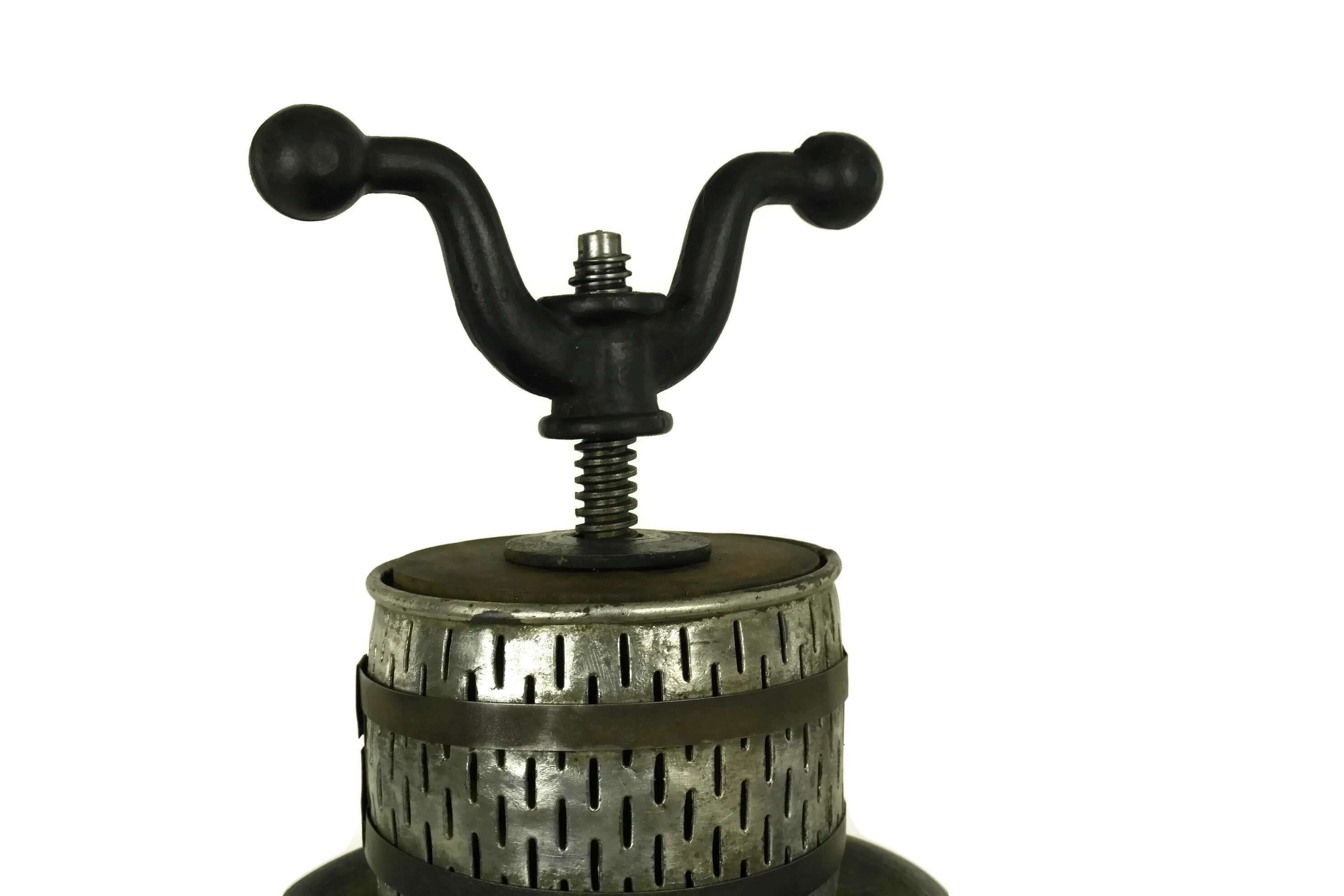 Antique French Olive Oil Press with Hand Crank. Rustic Kitchen Gadgets