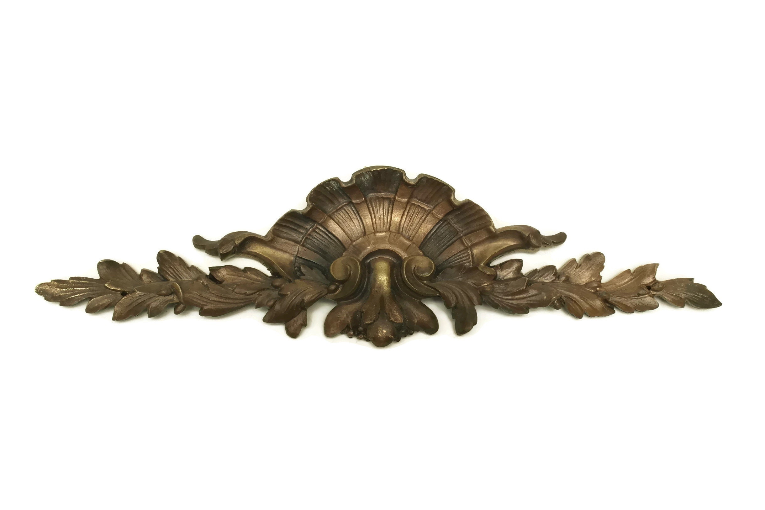 Antique Bronze Furniture Ornament. French Wall Pediment. 19th Century