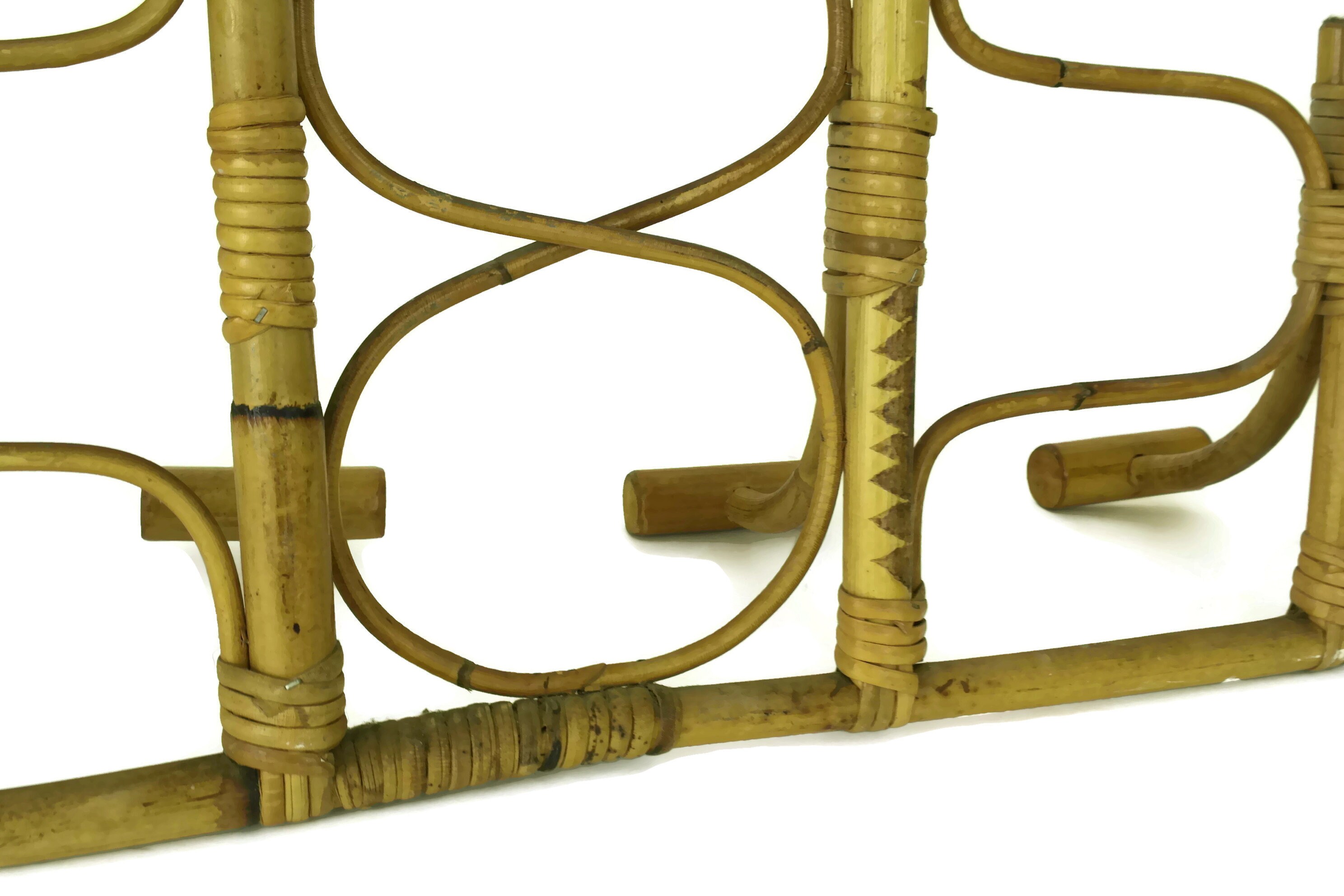 Vintage Rattan Coat Rack. French Boho Bamboo Hat Rack. Retro Home Decor.