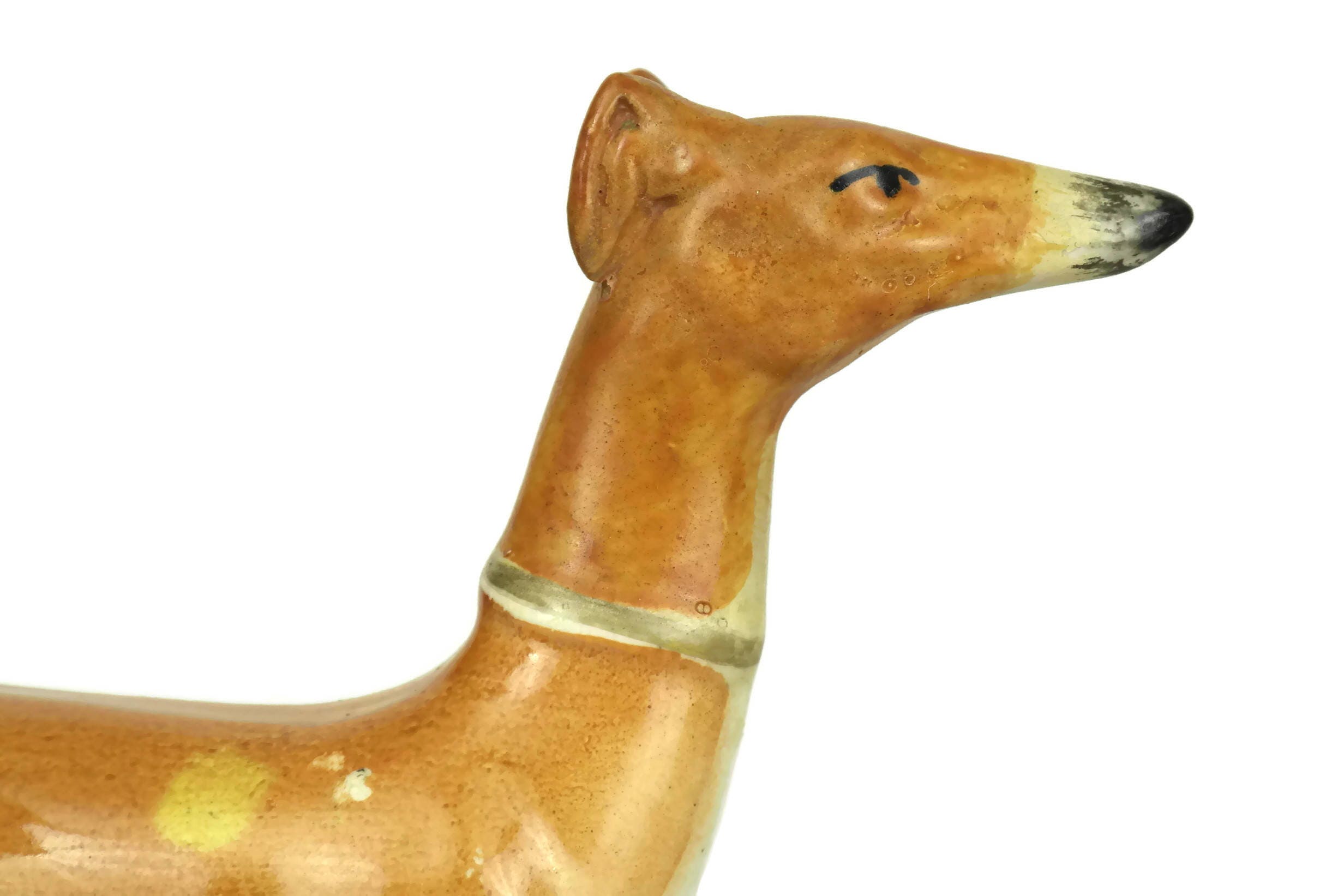 Antique Staffordshire Dogs. Greyhound Figurine Pen Holders. Calligraphy Pen Stand Gift For