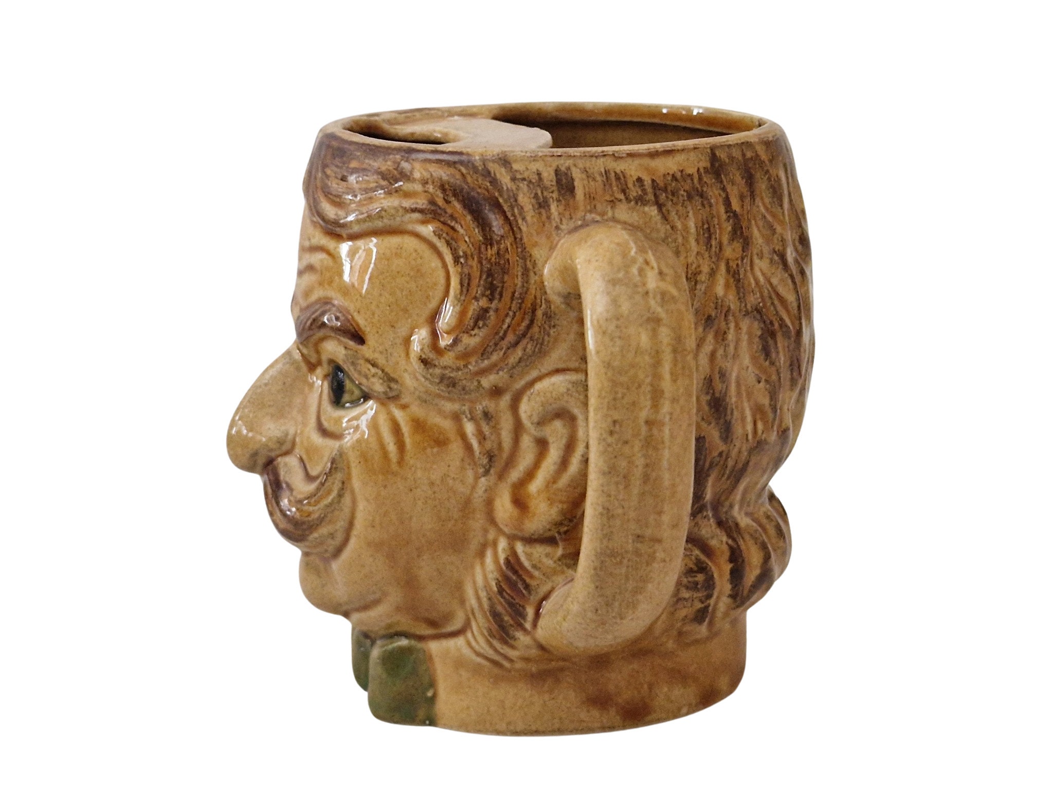 Pottery Figural Face Mug Man Mustache 0724