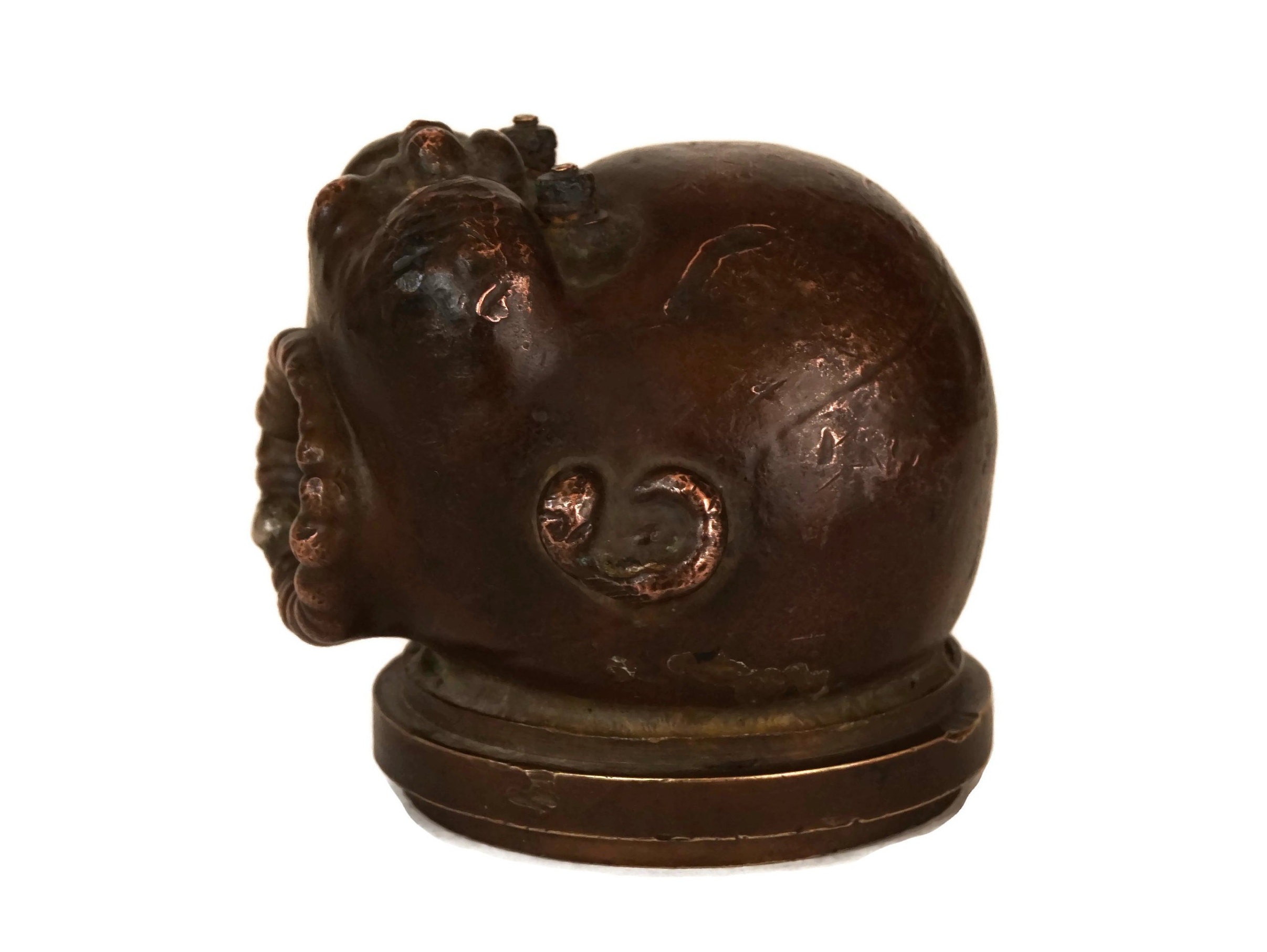 Antique Copper Doll Head Mold, Industrial Decor and Collectible Oddity