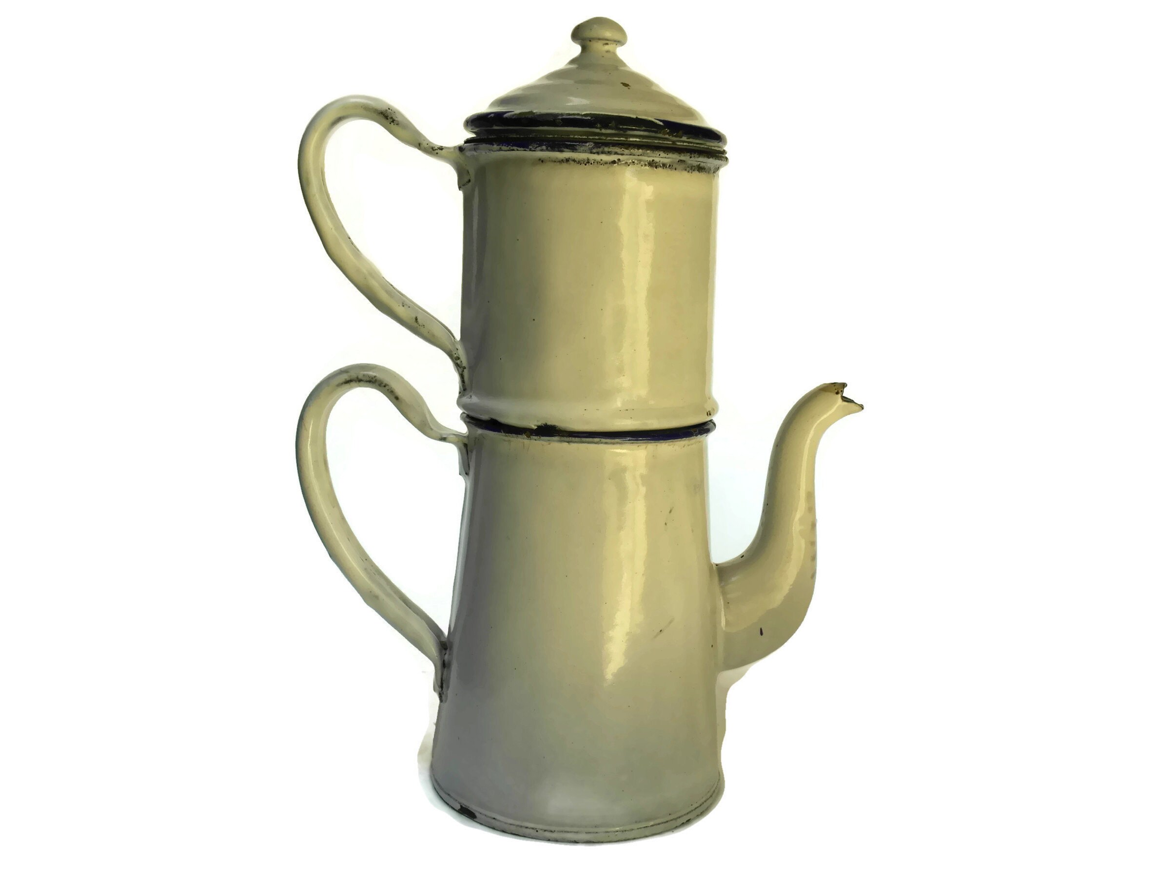Vintage French Enamelware Coffee Pot.