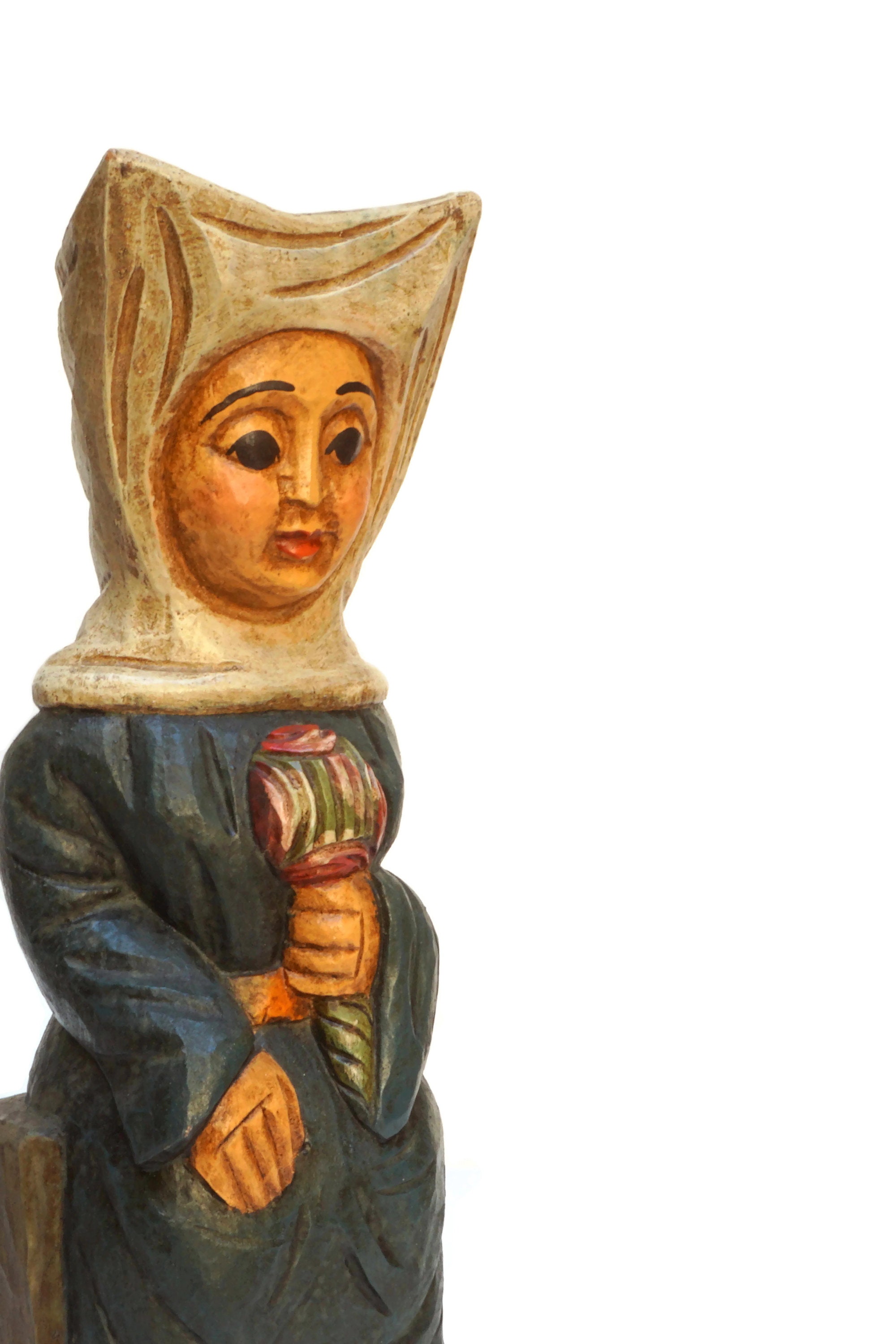 Vintage Medieval Lady Statue Hand Carved Wooden Sculpture vintage-medieval-lady-statue-hand-carved-wooden-sculpture