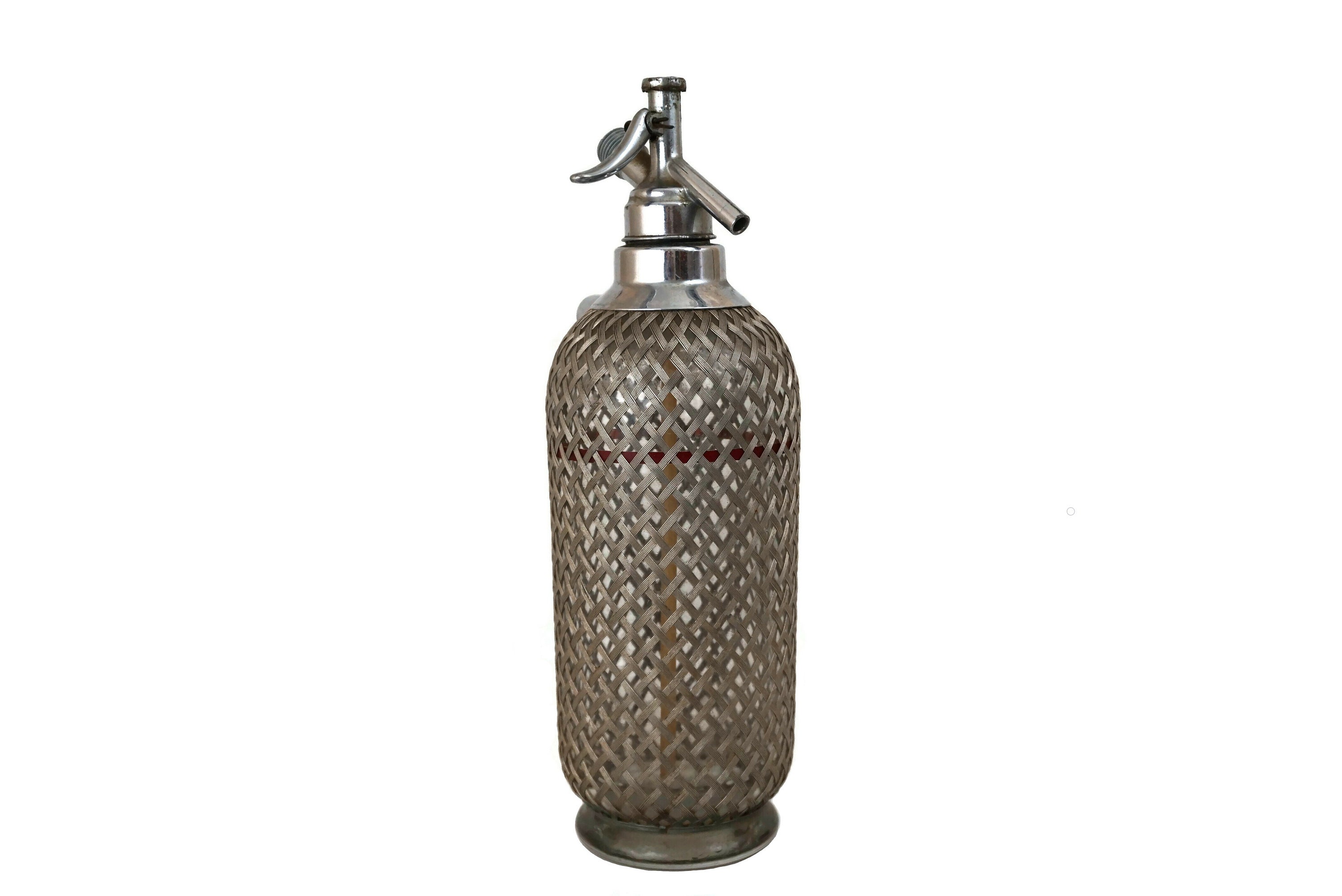 Sparklets Soda Seltzer Syphon Bottle with Woven Wire Mesh