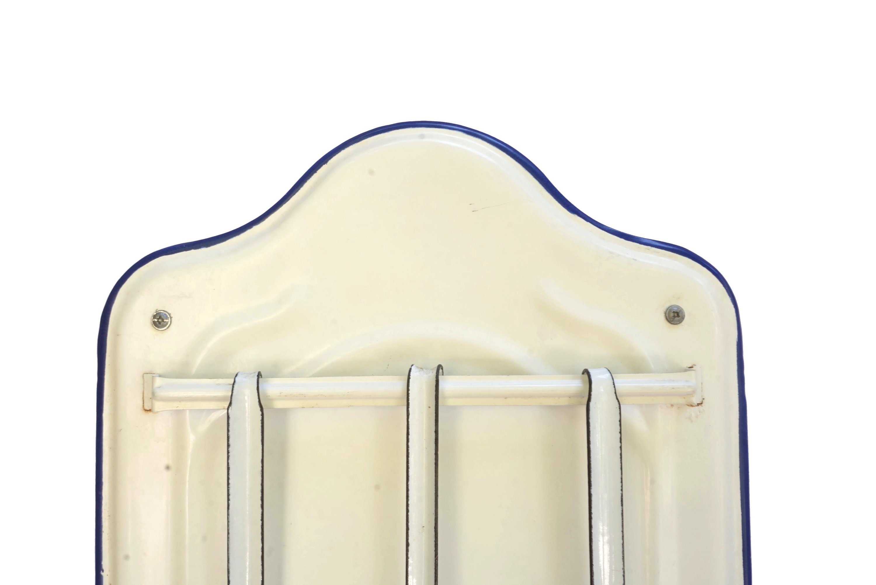 Enamel Kitchen Utensil Rack Holder with Ladles and Skimmer, French