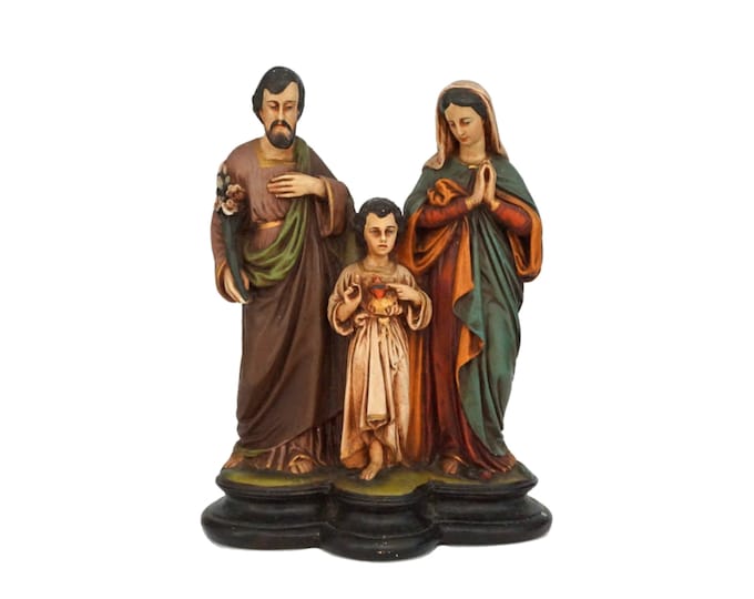 Holy Family Plaster Statue with Child Jesus, Virgin Mary and Saint Joseph
