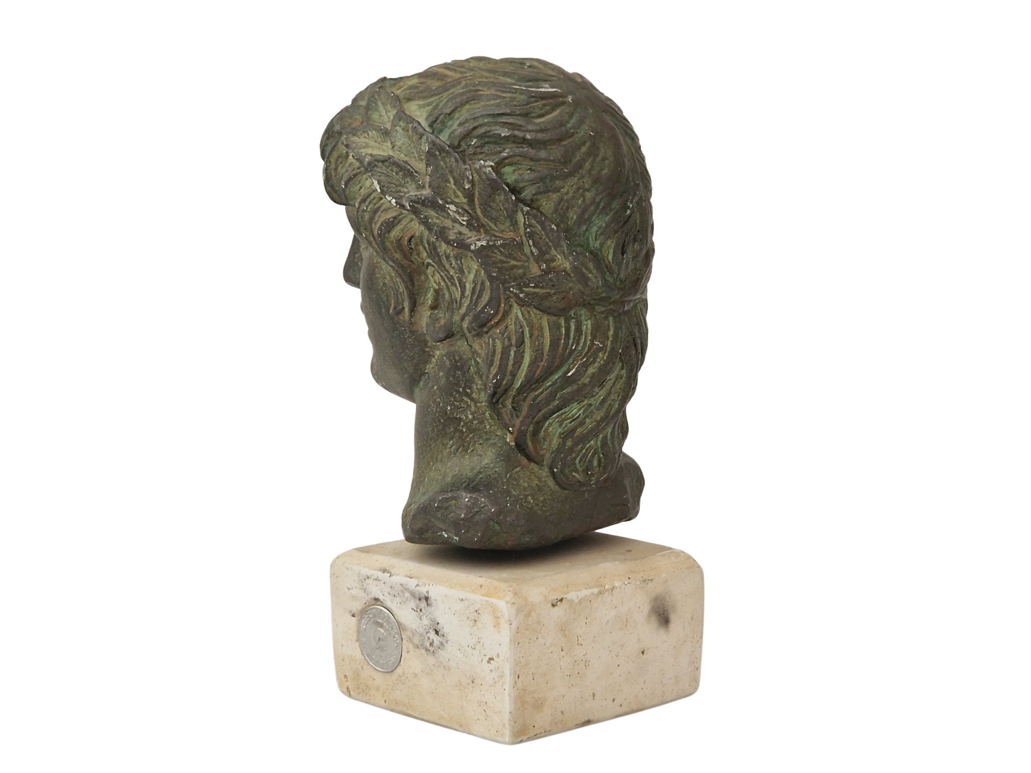 Apollo Head Portrait Bust Statue by Nick Botsas, Vintage Greek Museum