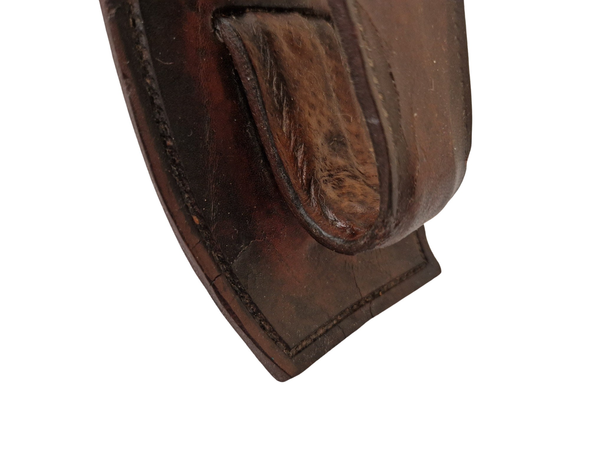 Vintage Leather Rifle Wall Mount Brackets, Pair of Gun Rack Hooks