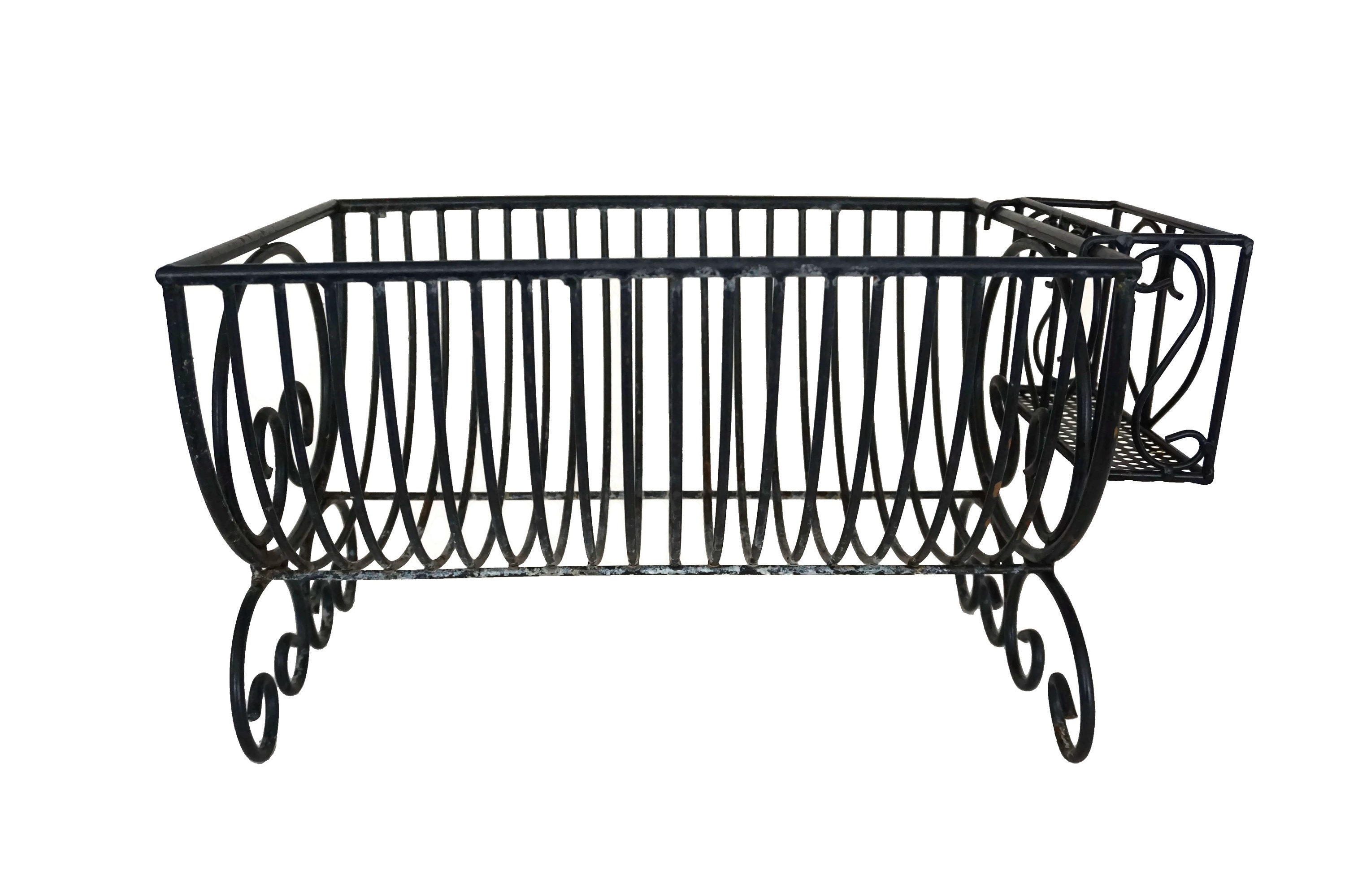 Vintage French Wire Dish Drainer and Cutlery Holder, Plate Draining