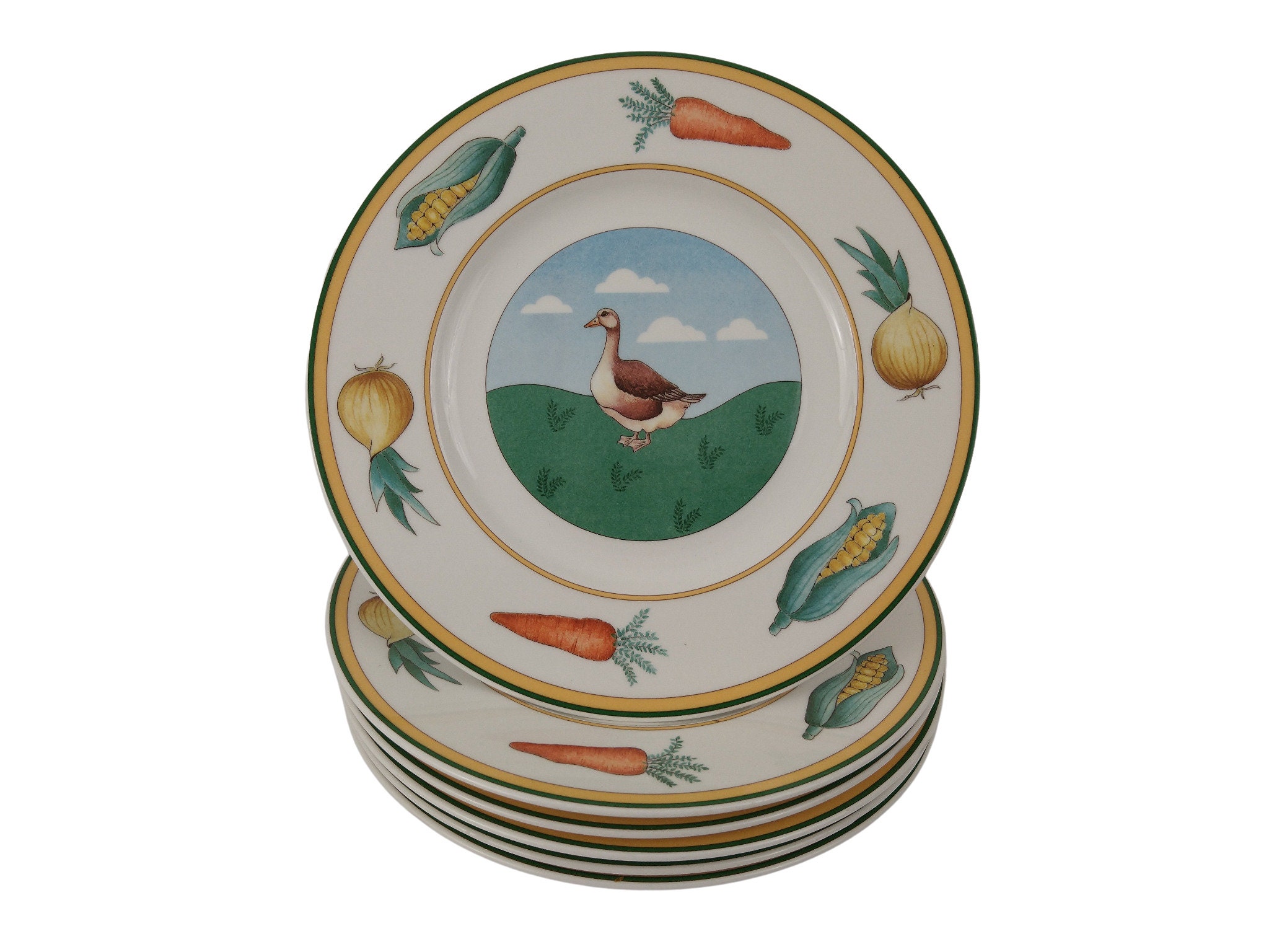 Assiettes à Dessert Villeroy & Boch, Set de 6 en Motif A La Ferme Les Animaux, Plats Chine d'animaux