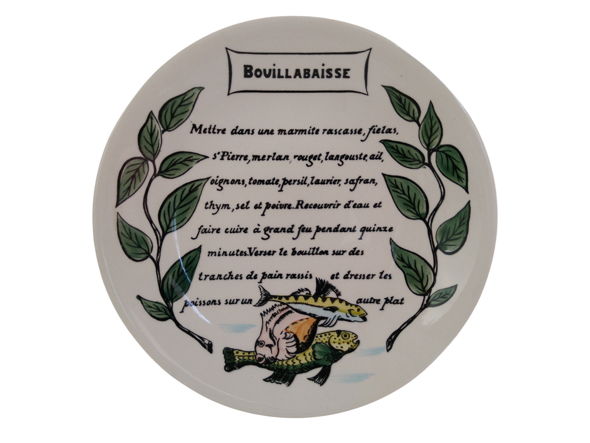 Français Bouillabaisse Recette Plaque Murale Par Gien, Rustic Country Cottage Kitchen Decor