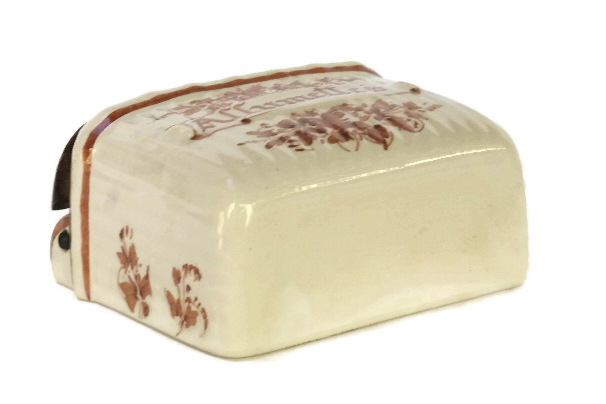 Vintage French Porcelain Match Box Holder