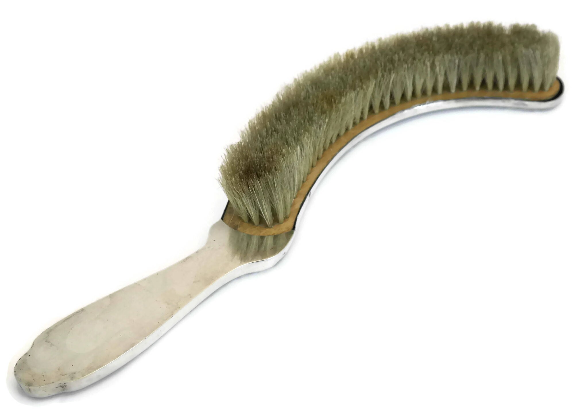 Antique Crumb Tray and Brush Set. French Table Decor. Silver Plate