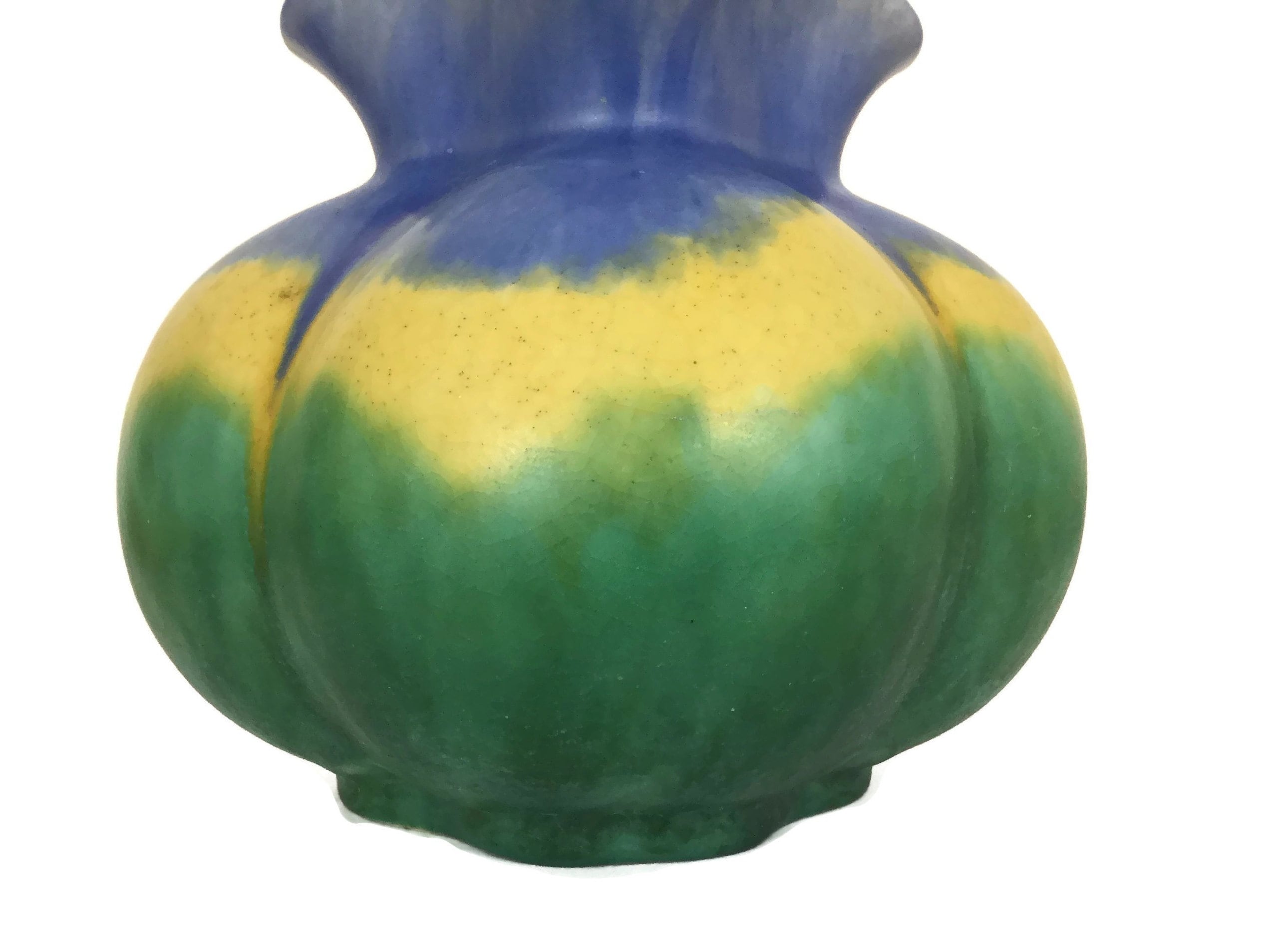 Striped Art Deco Pottery Vase by Avon Ware, Vintage Ceramic Pomegranate