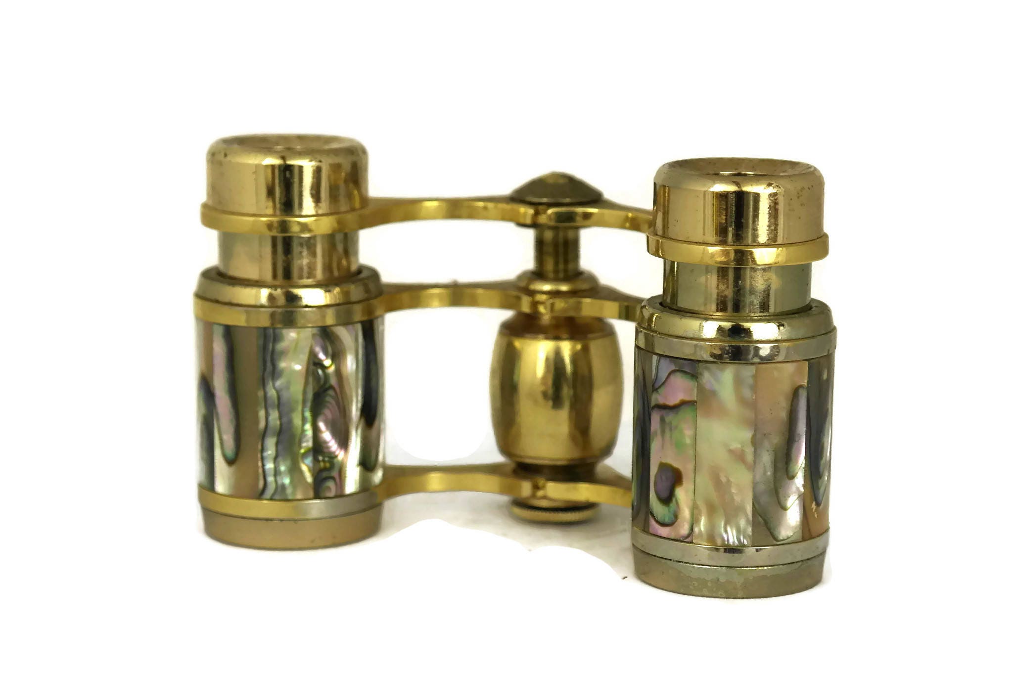 Vintage Opera Viewing Glasses. Mid Century Brass and Mother of Pearl