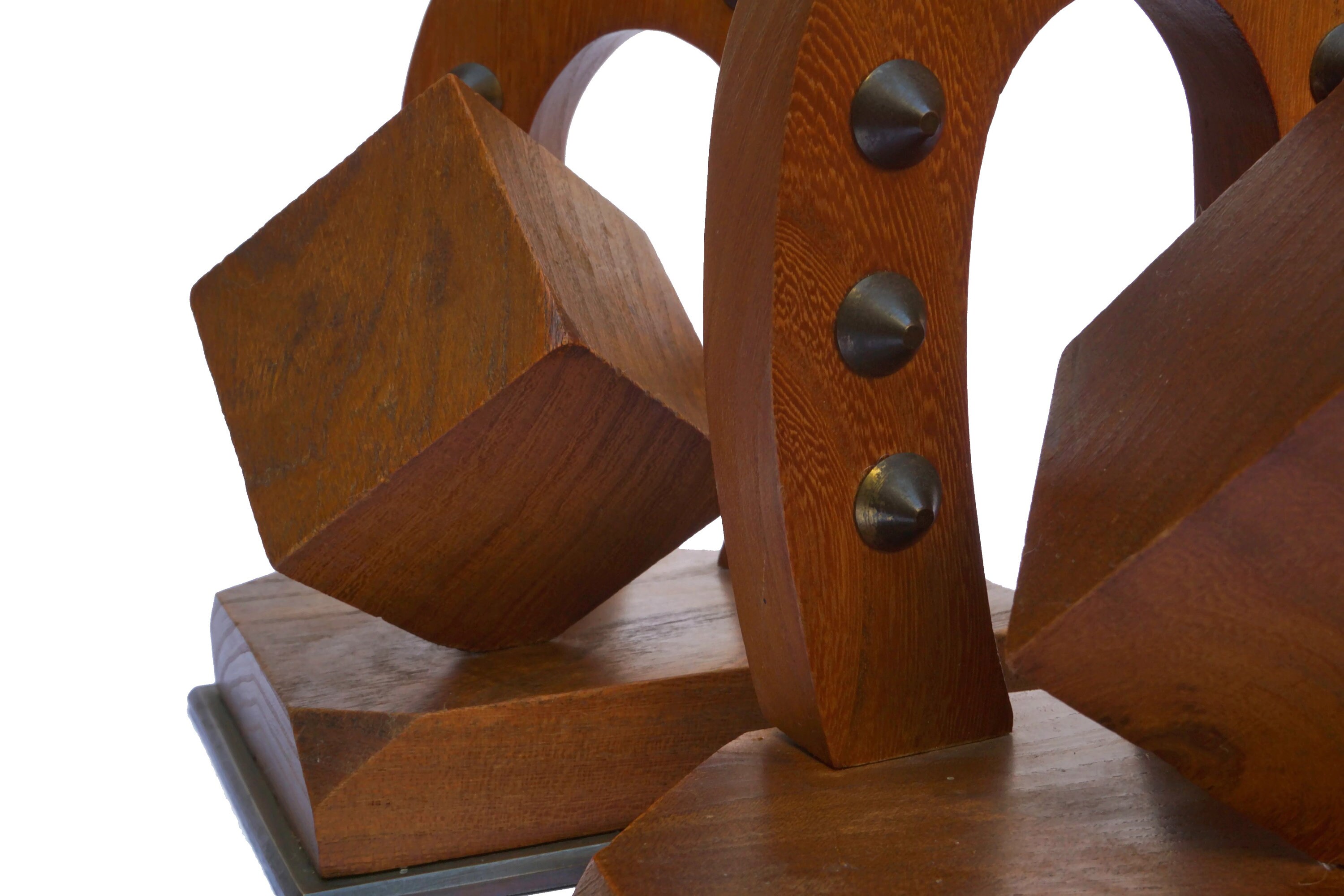 Art Deco Horse Shoe Bookends, Hand Carved Wood and Bronze