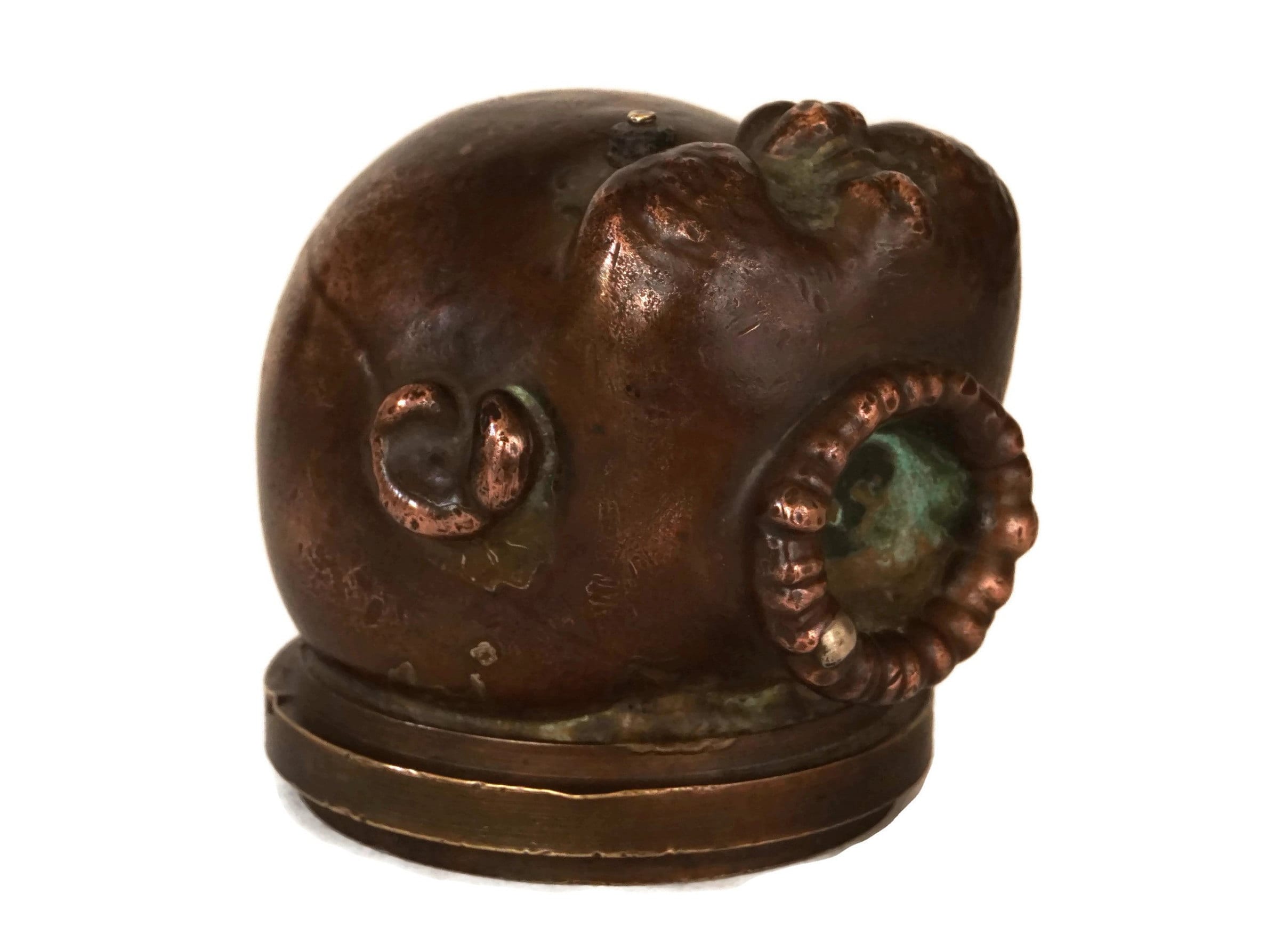 Antique Copper Doll Head Mold, Industrial Decor and Collectible Oddity