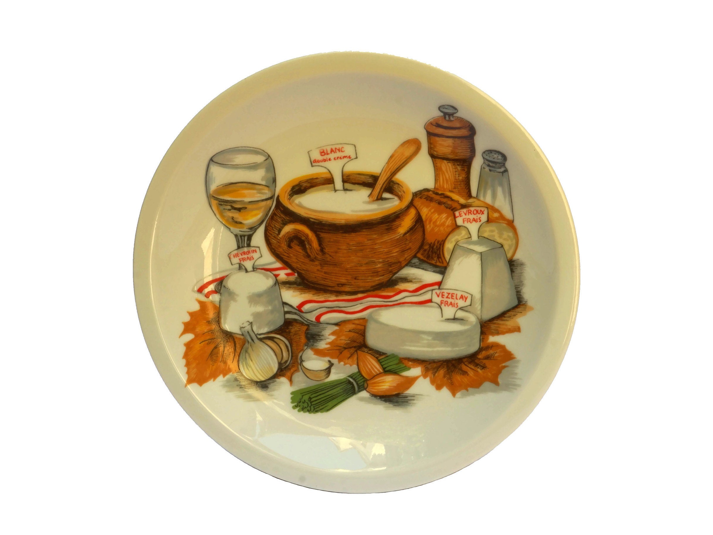 French Porcelain Cheese Plates, Set of 6