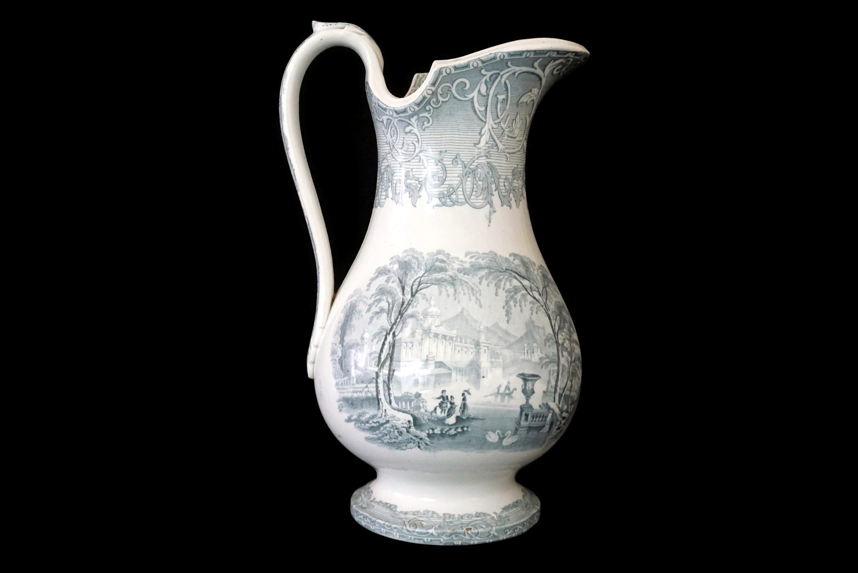 Podmore Walker Pottery Water Pitcher in Venus Pattern, Antique