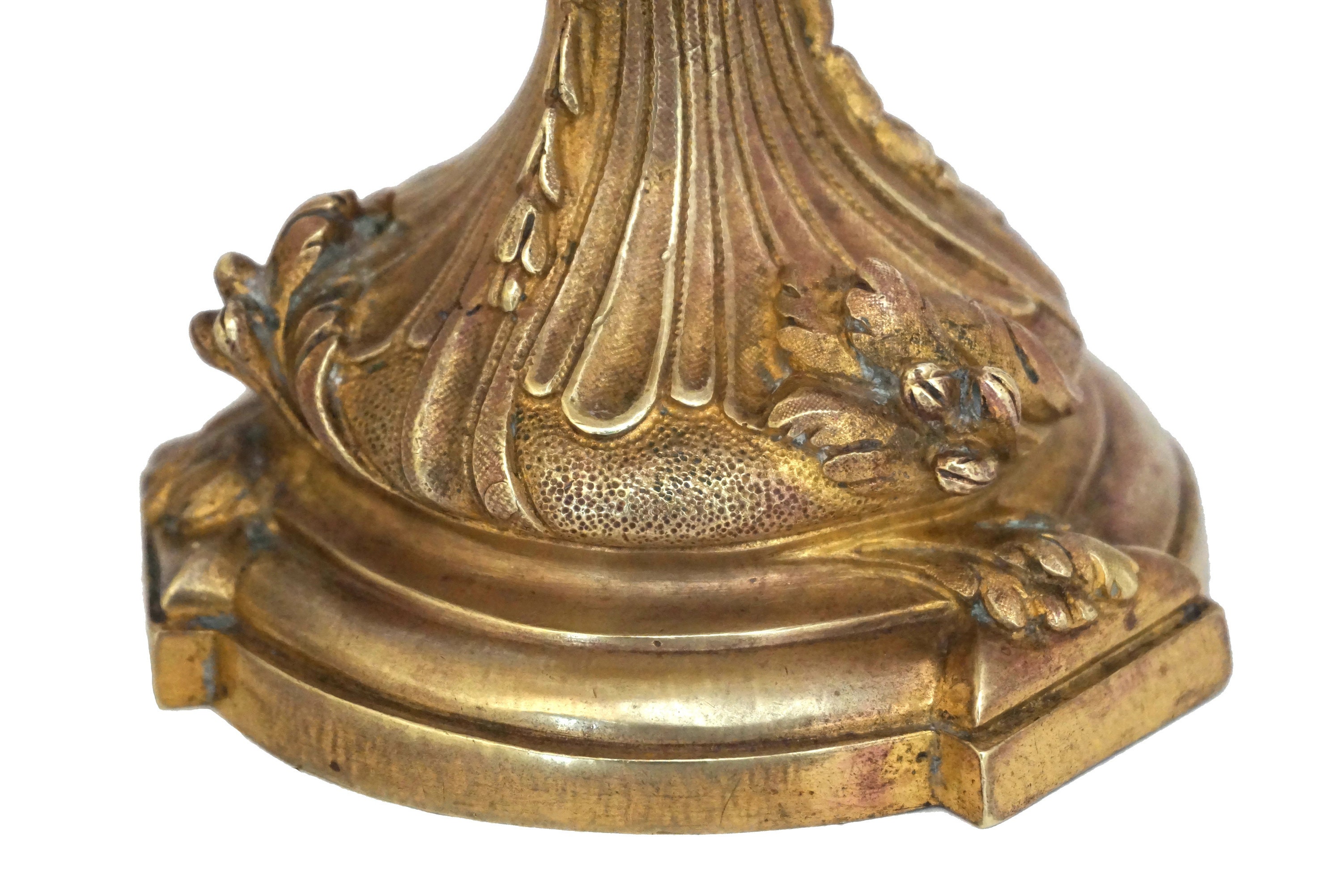 Antique French Bronze Candle Holder Pair, Louis XV Style Home Decor