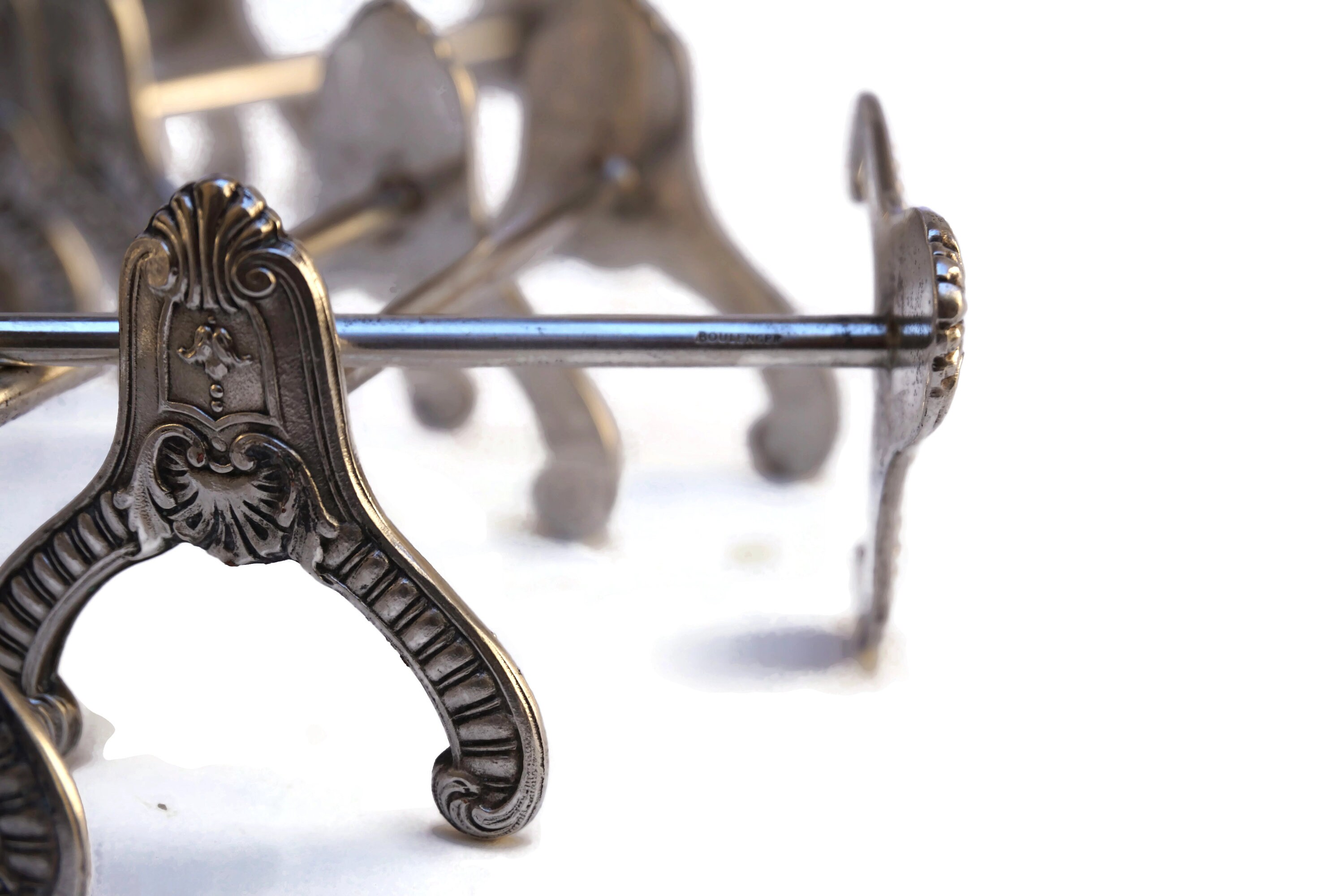 French Antique Boulenger Silver Knife Rests, 19th Century Silverware