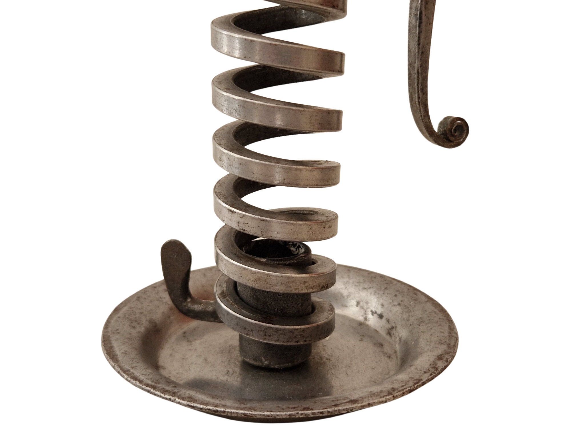 Iron Cellar Candlestick Holder by Bouillot Bourgogne, French Spiral