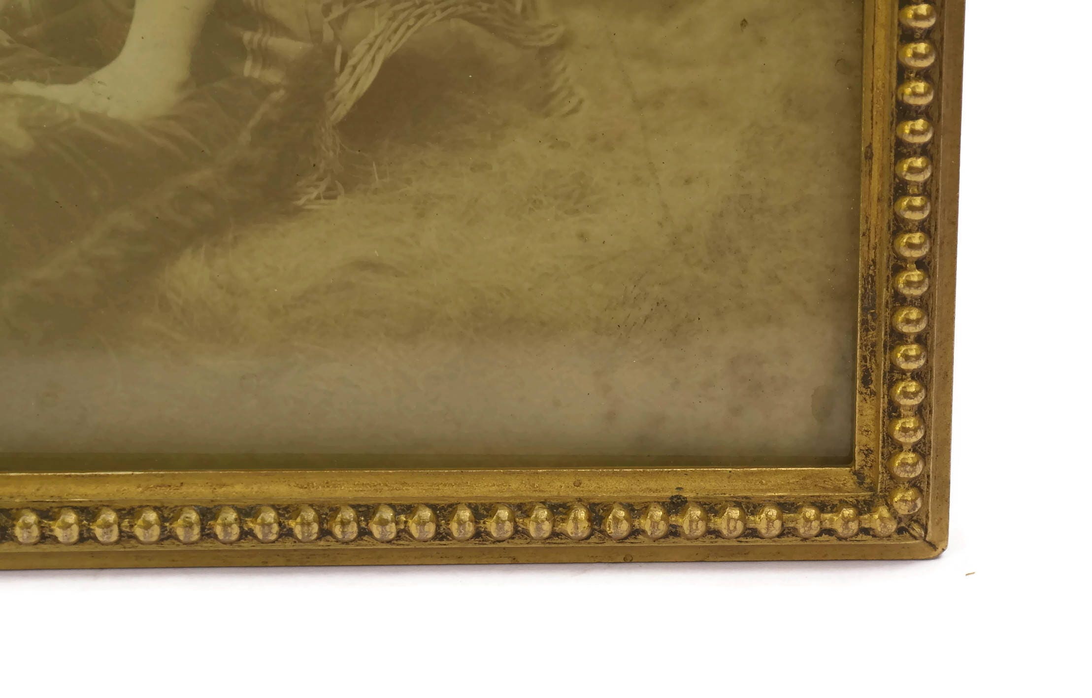 Antique French Ormolu Photo Frame. French Brass Ribbon Picture Frame.