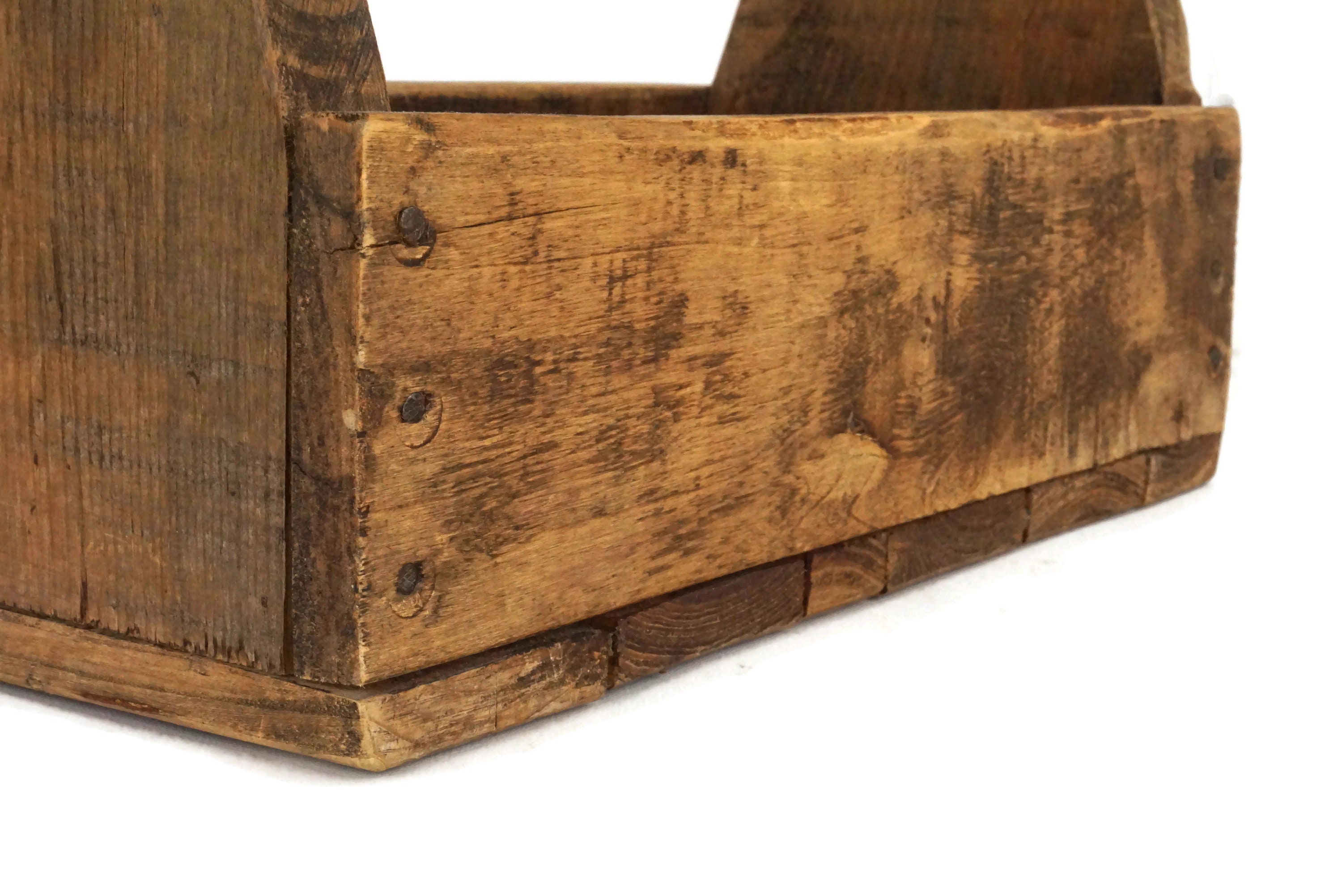 French Antique Wooden Tool Box with Handle