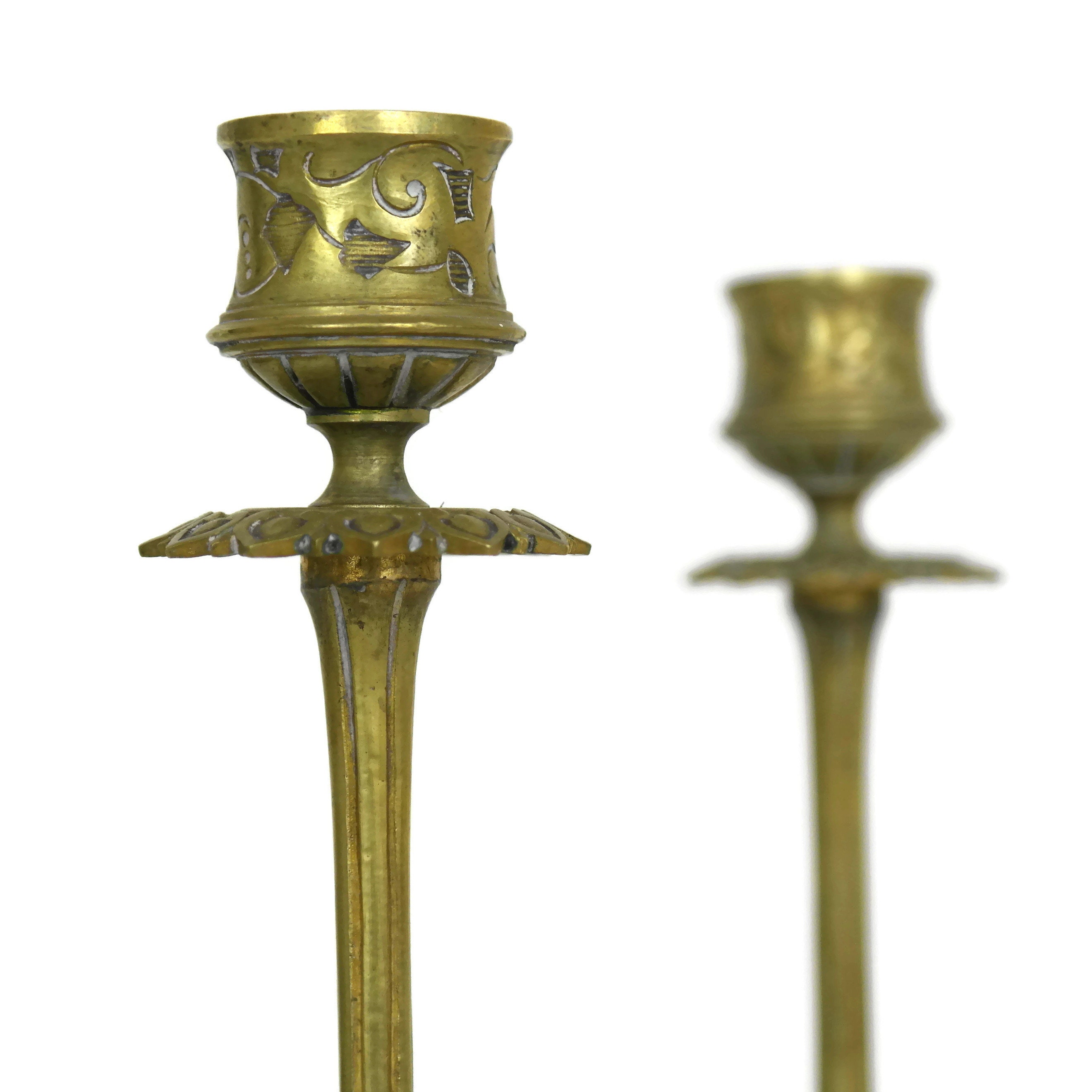 19th Century French Bronze Candlestick Holders