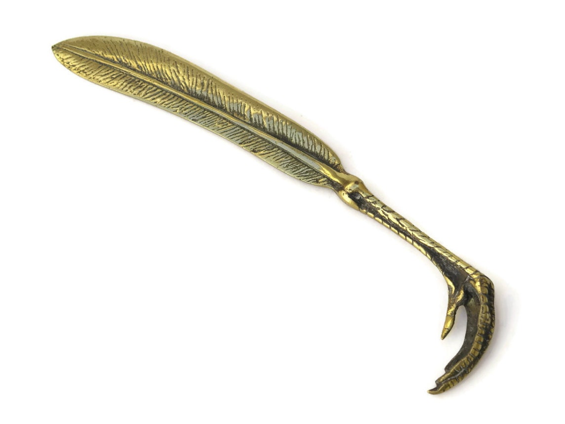 Eagle Claw and Feather Brass Letter Opener.