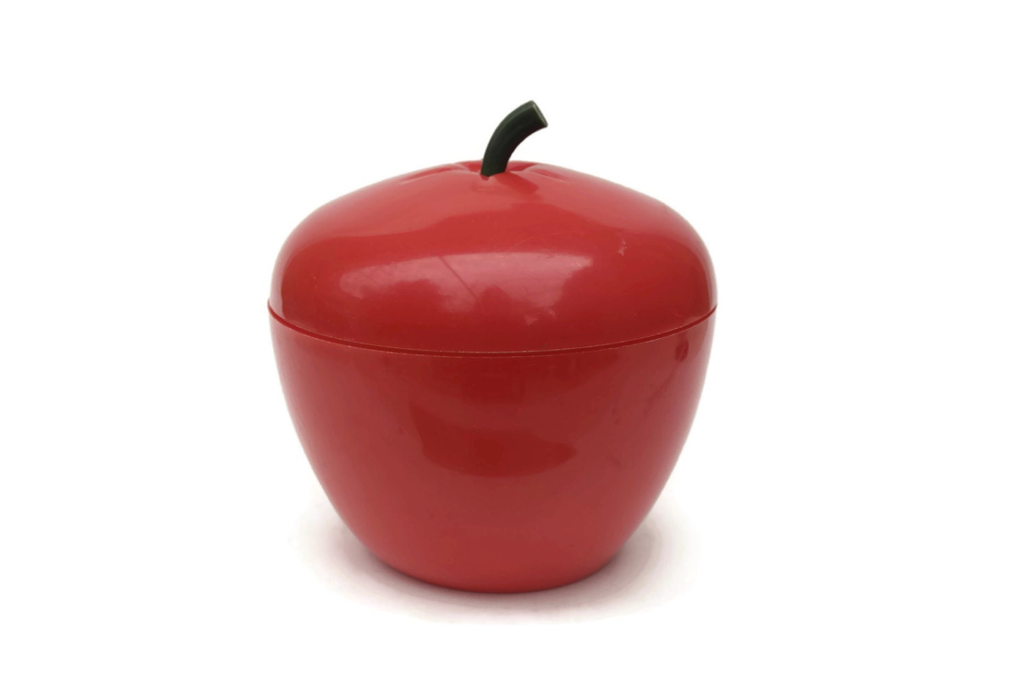 French Vintage Red Apple Ice Bucket, 1970s Retro Barware, Giant Plastic