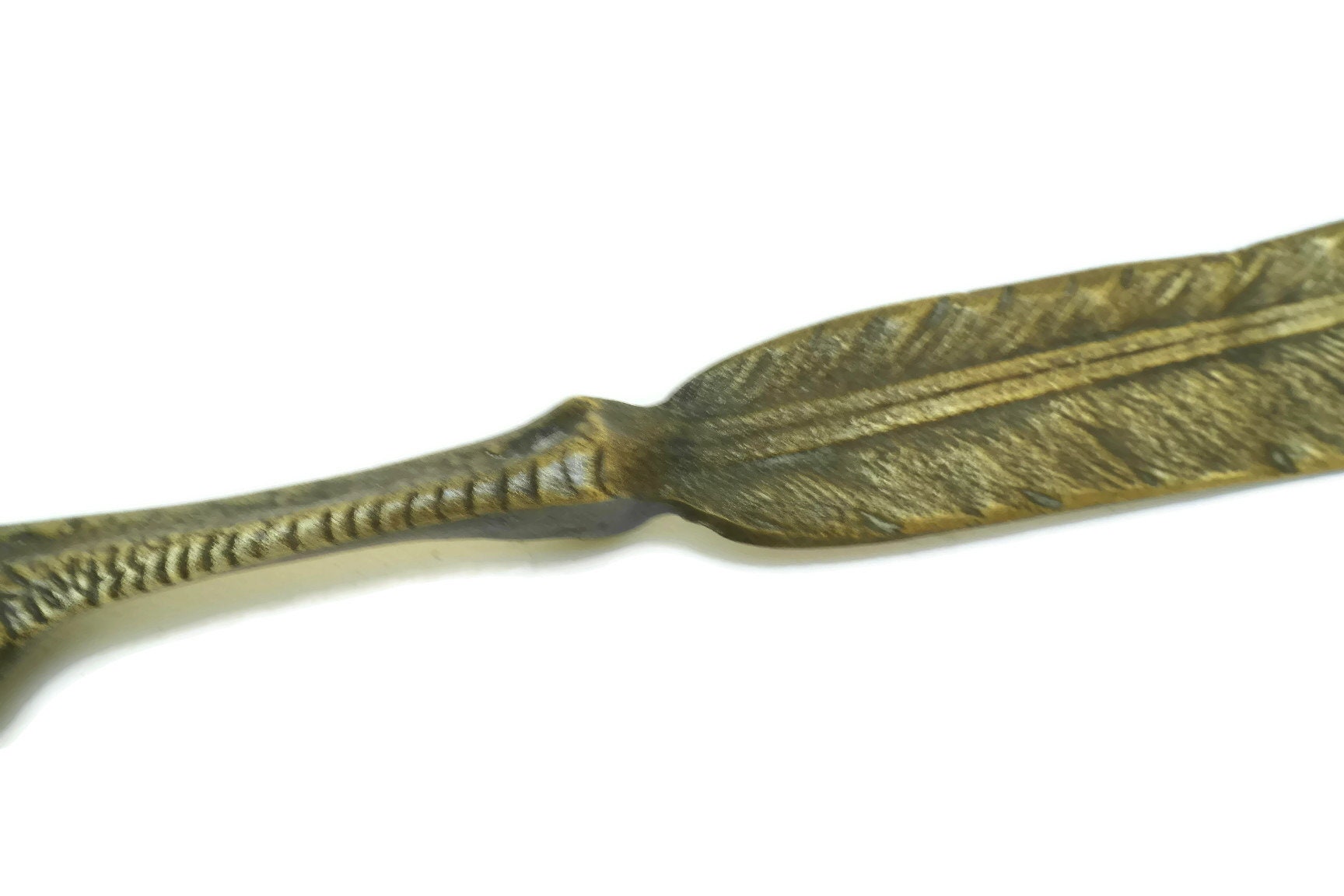 French Antique Bird Claw and Feather Brass Letter Opener