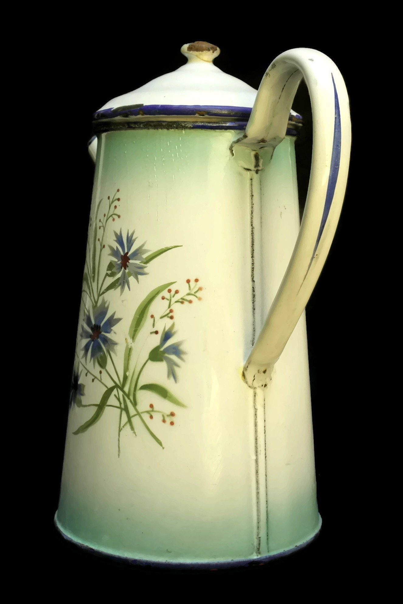 Shabby French Enamelware Coffee Pot.
