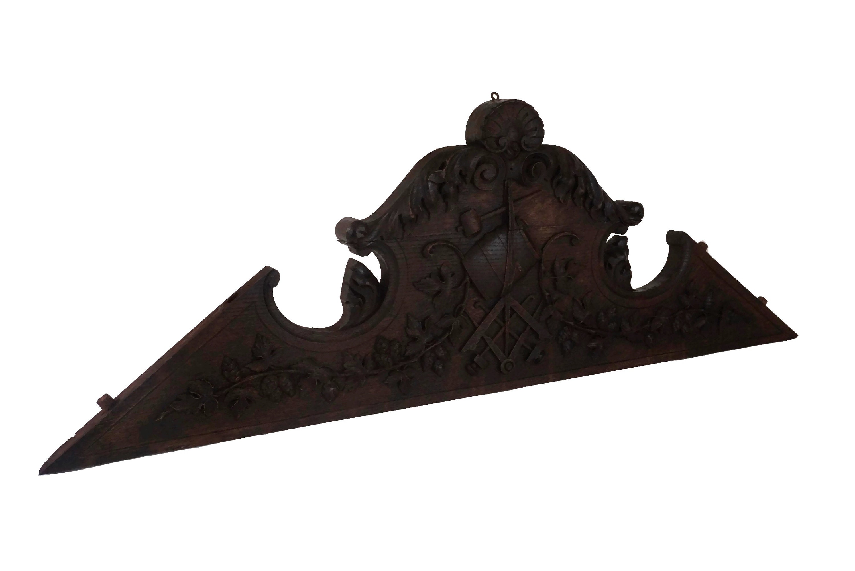 Antique Masonic Carved Wood Pediment, French Free Mason Furniture